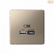 Розетка USB A + тип-C 45Вт высокоскоростной.заряд., механизм, Шампань, ArtGallery