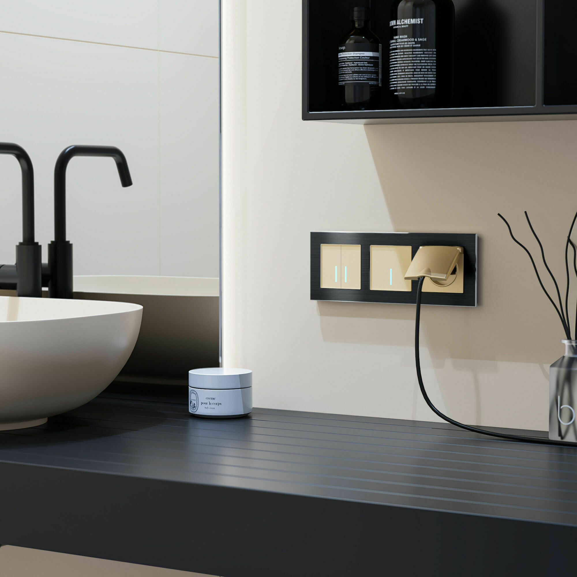 Изображение товара Сенсорный выключатель одноклавишный с подсветкой 1000 Вт (шампань) W4510011 Werkel