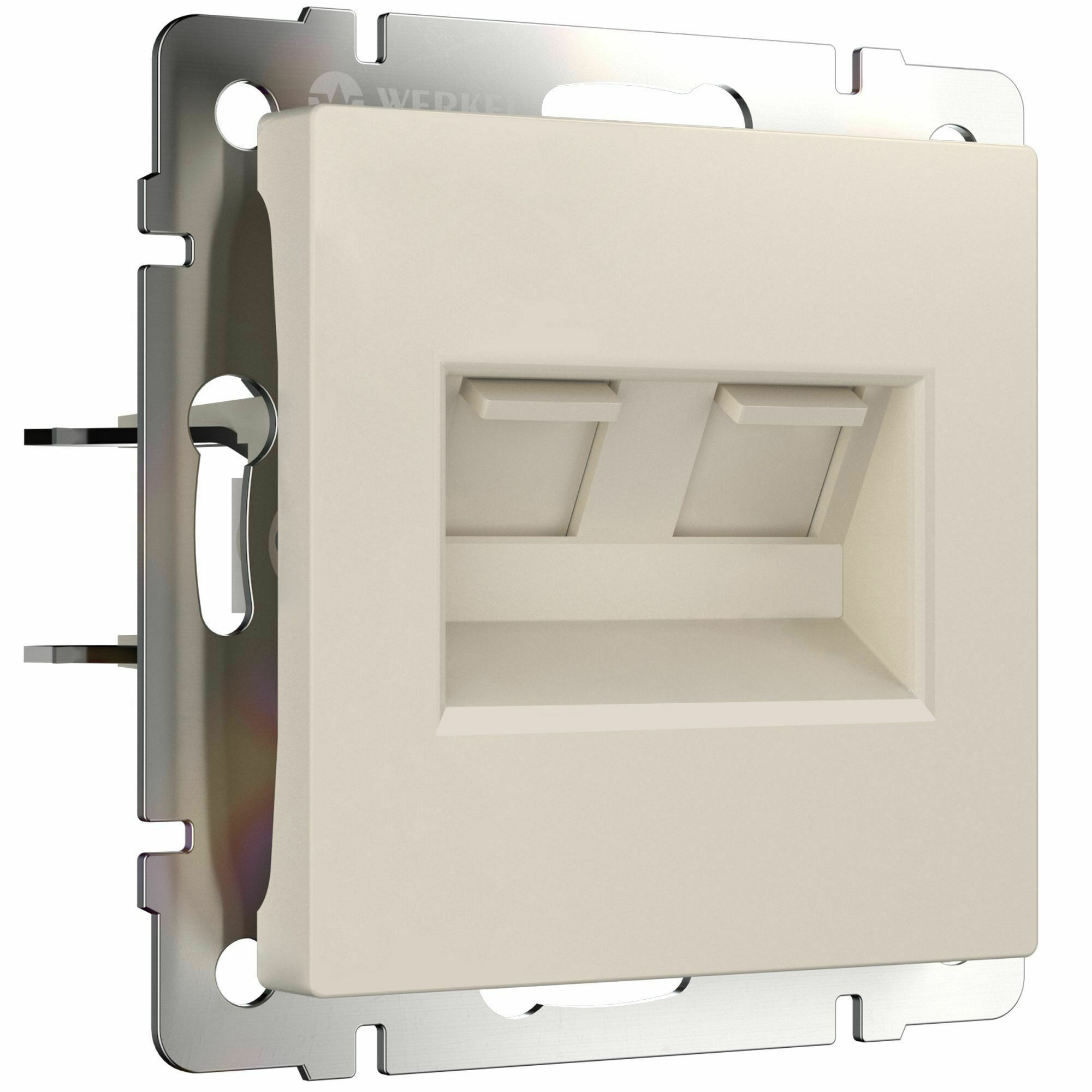 Изображение товара Розетка компьютерная, двойная Ethernet RJ-45, cat.5e (айвори матовый) W1181162 Werkel