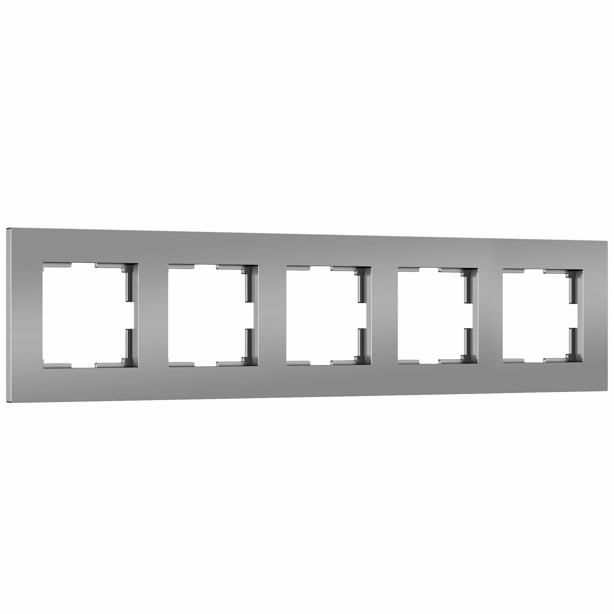 Изображение товара Рамка на 5 постов Slab (серебро софт) W0052965 Werkel