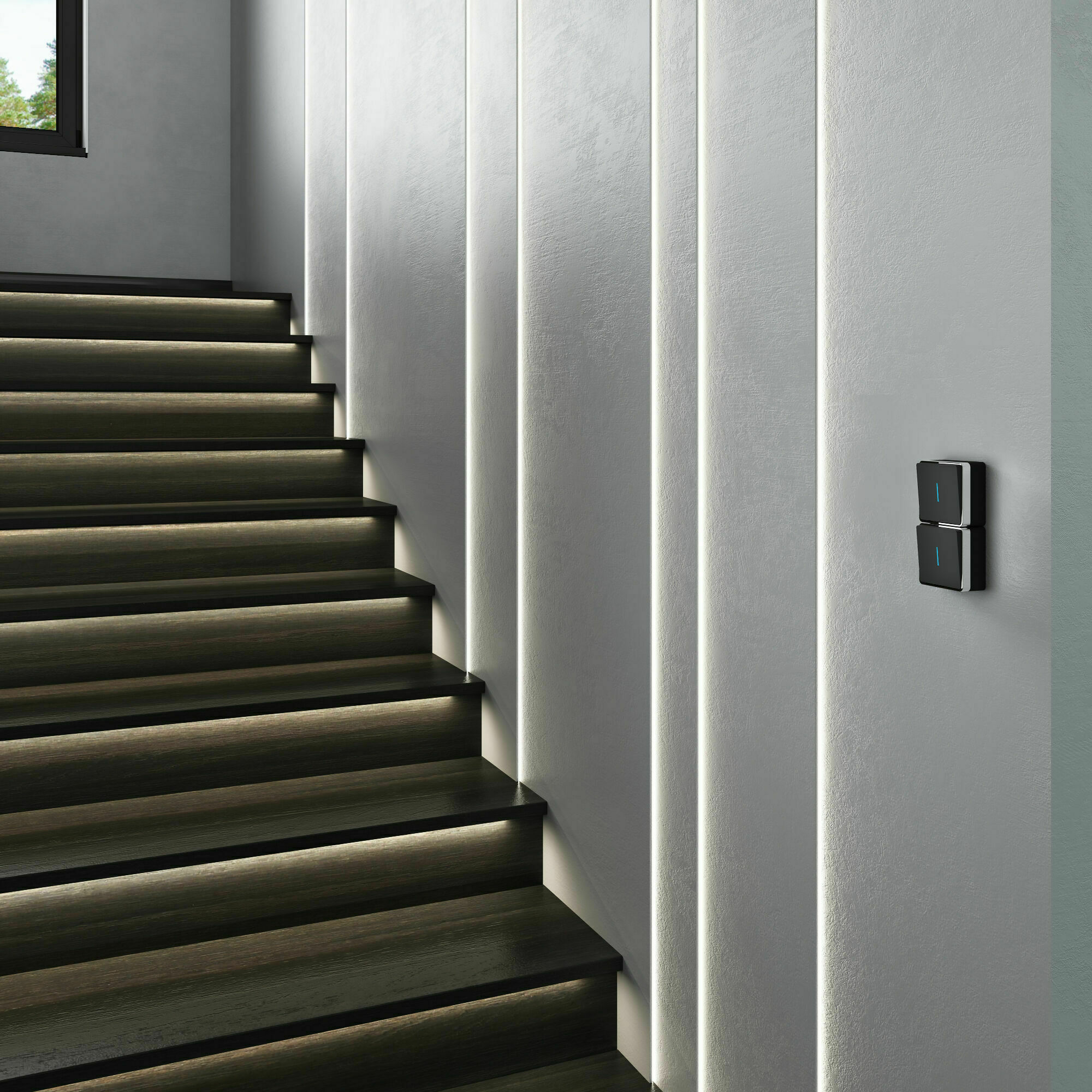 Изображение товара Выключатель одноклавишный с подсветкой (чёрный/хром) W5010135 Gallant Werkel