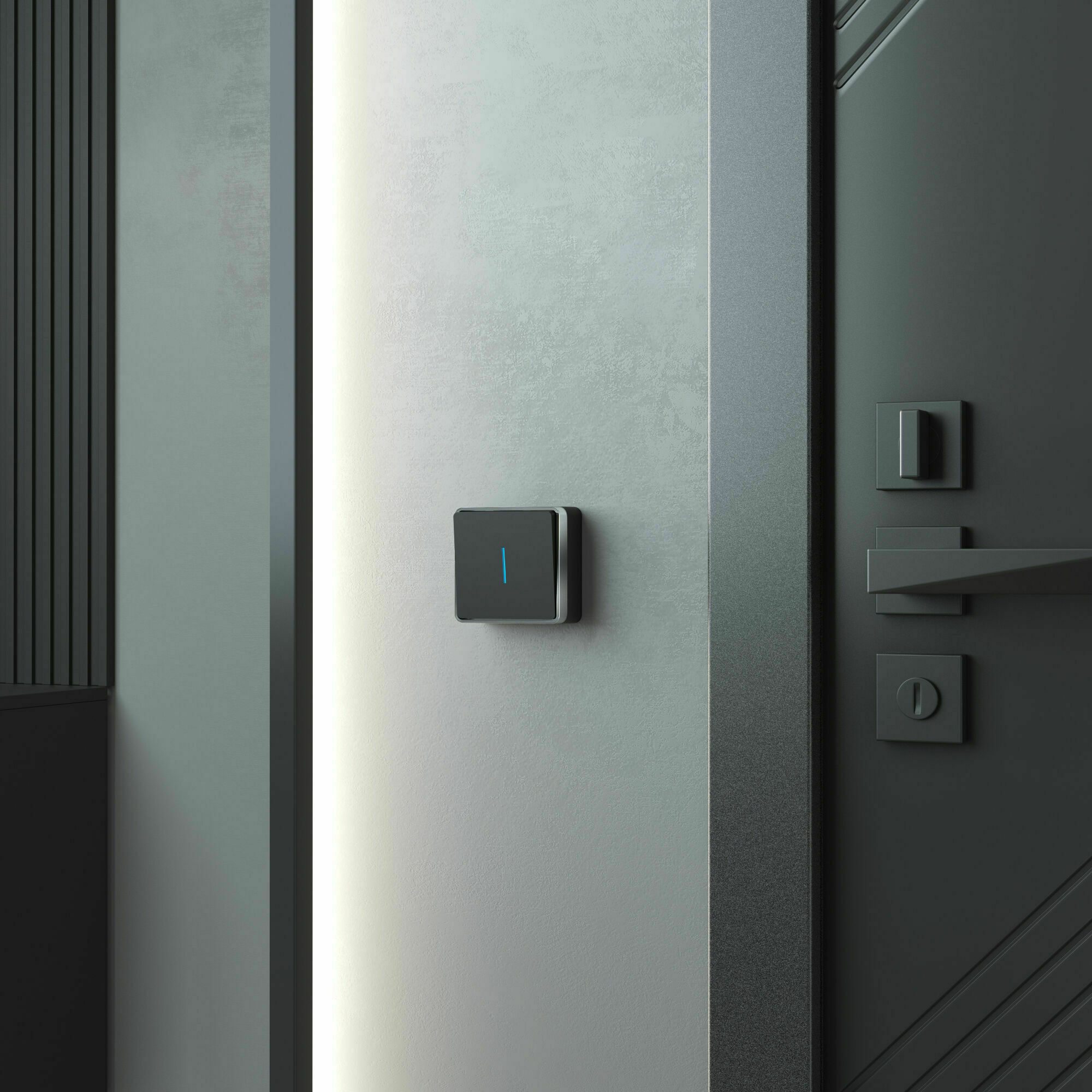 Изображение товара Выключатель одноклавишный с подсветкой (чёрный/хром) W5010135 Gallant Werkel