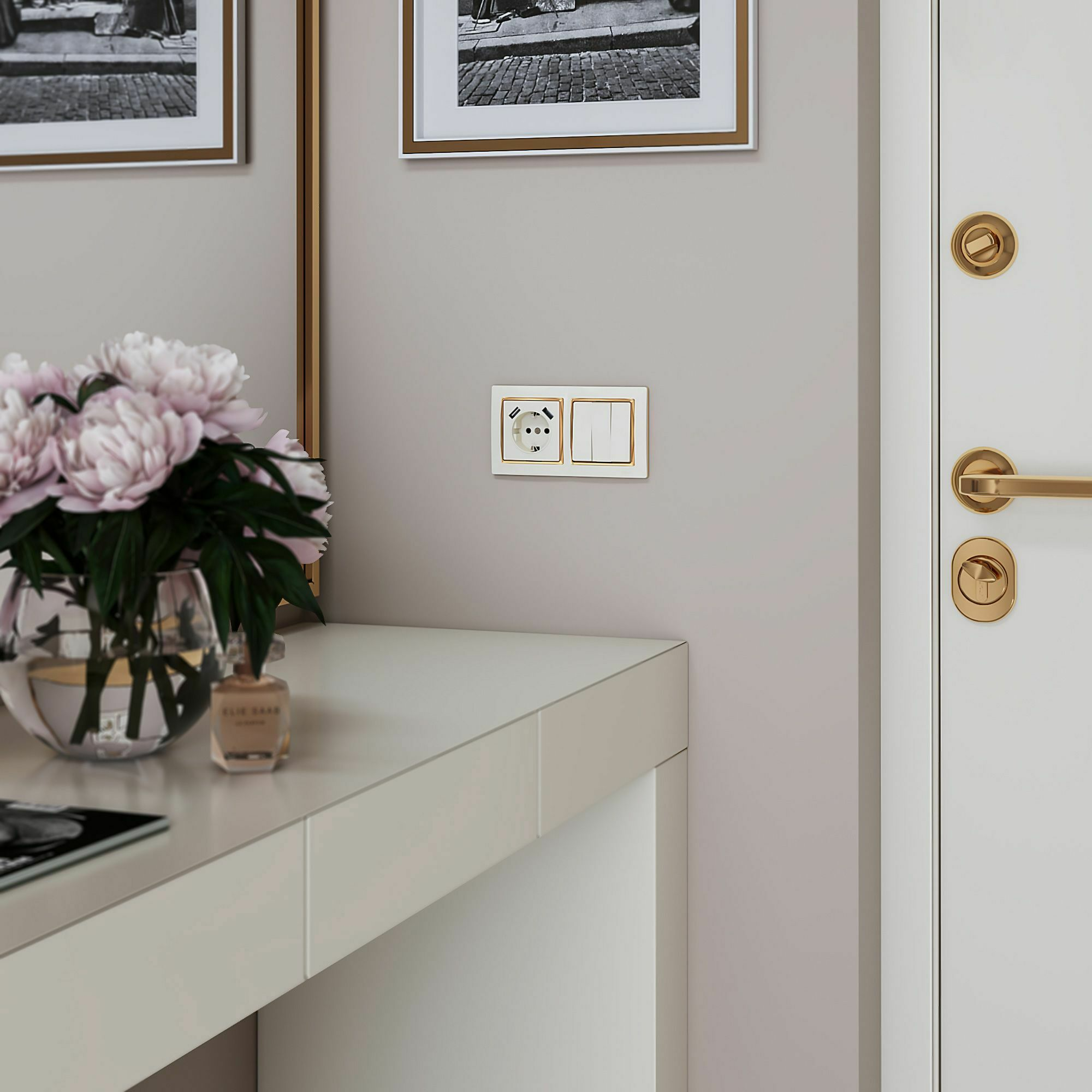 Изображение товара Рамка на 2 поста Snabb (слоновая кость/золото) W0021932 Werkel