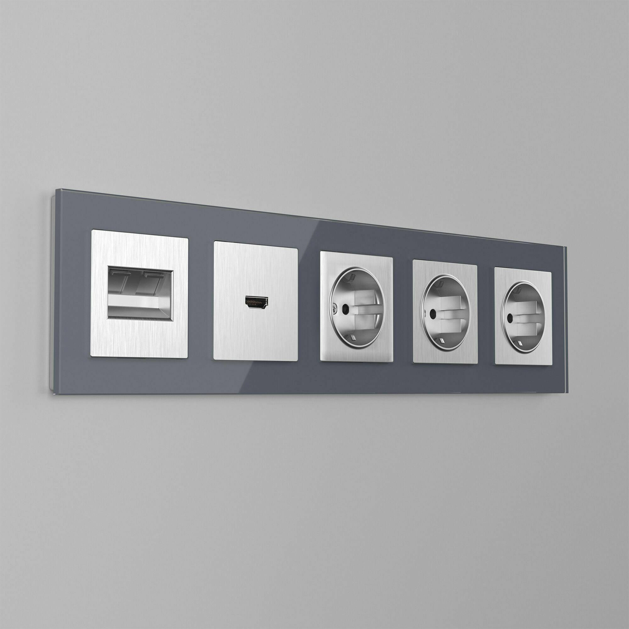Изображение товара Накладка для двойной розетки Еthernet RJ-45 (серебряный рифленый) W1191109 Werkel