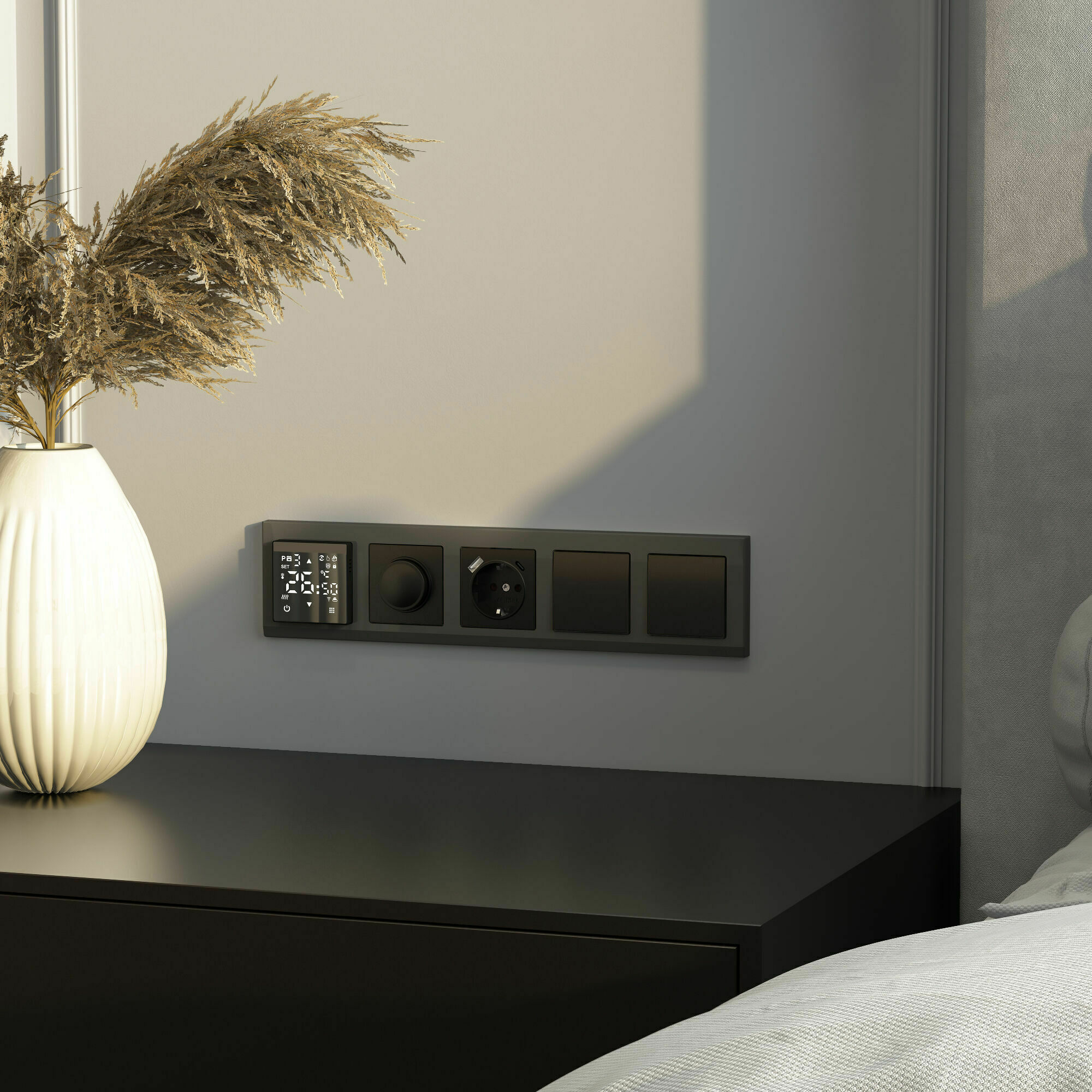 Изображение товара Выключатель одноклавишный проходной (чёрный матовый) W1112008 Werkel