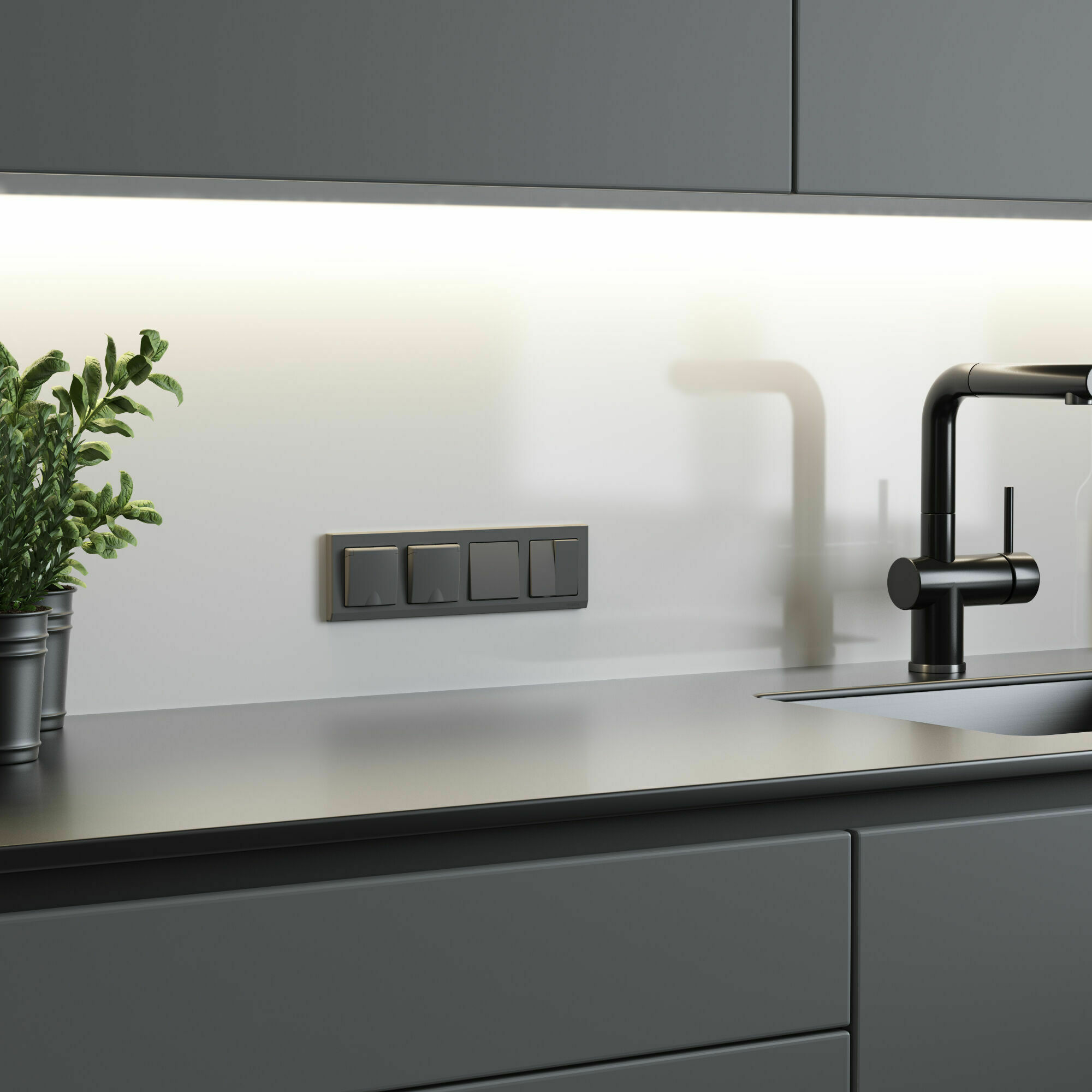 Изображение товара Перекрестный переключатель двухклавишный (графит матовый) W1123064 Werkel