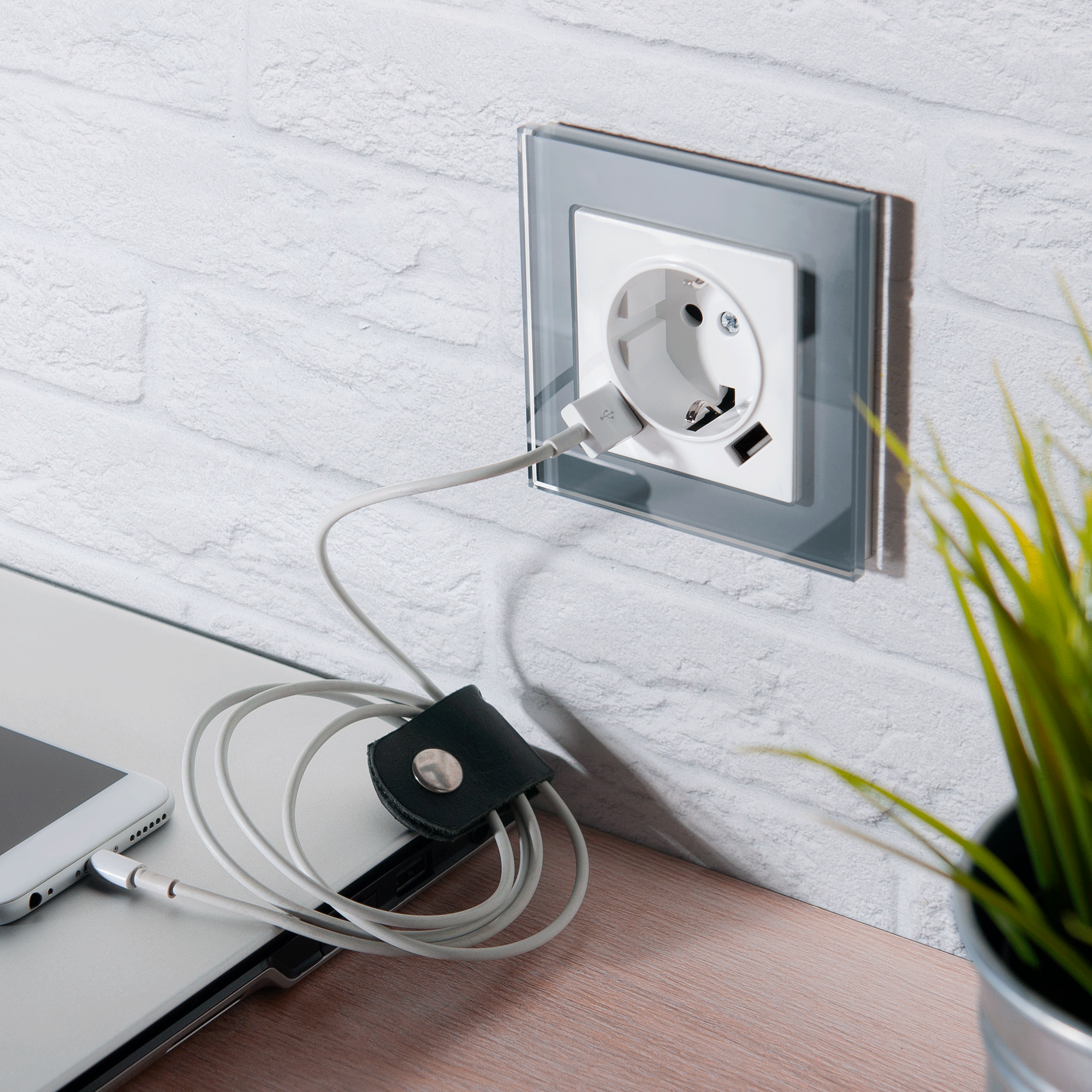 Изображение товара Рамка на 1 пост Favorit (серый,стекло) W0011115 Werkel