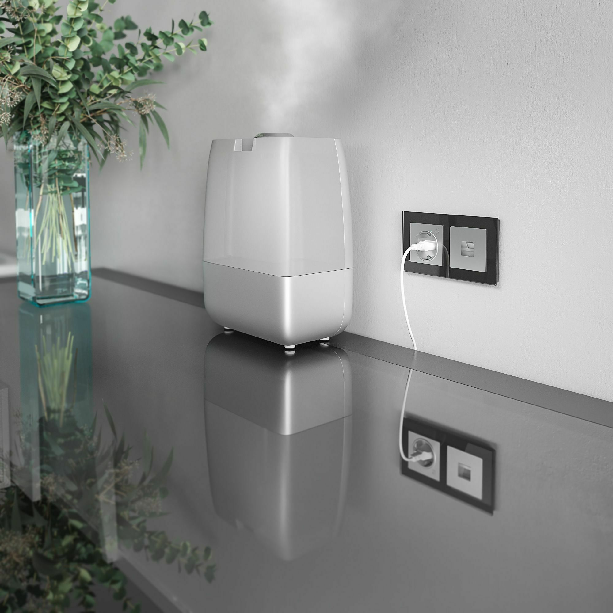 Изображение товара Умная встраиваемая розетка с заземлением с защитными шторками (серебряная) W1171606 Werkel