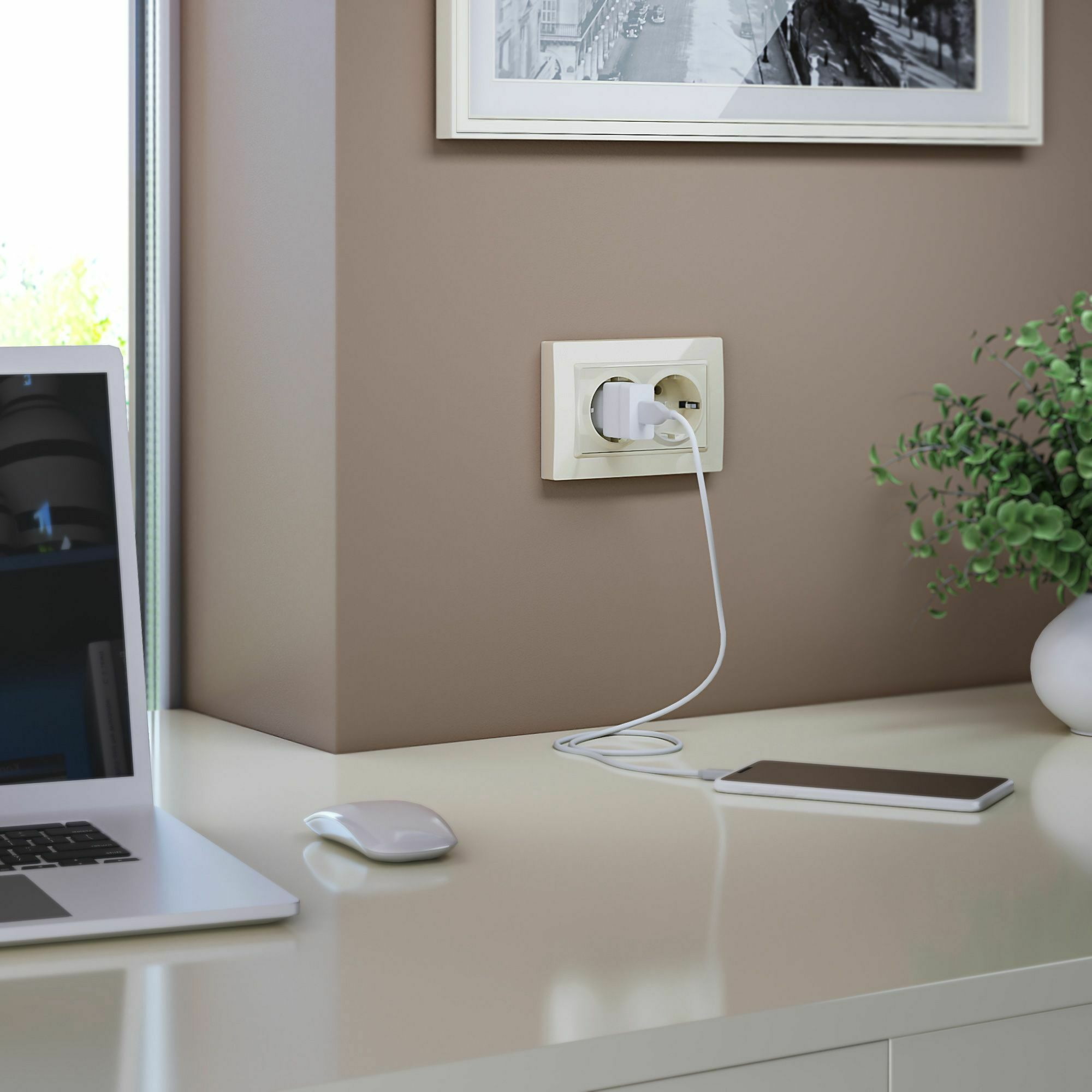 Изображение товара W0082003/ Рамка для двойной розетки Snabb basic (слоновая кость) Werkel