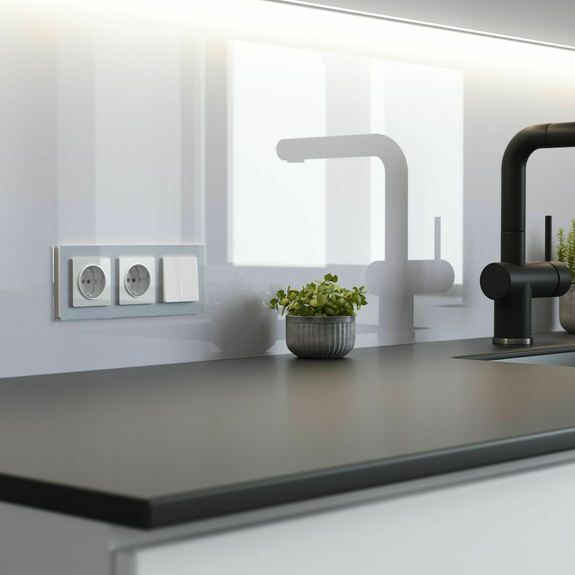 Изображение товара Выключатель одноклавишный с подсветкой (белый акрил) W1110141 Werkel