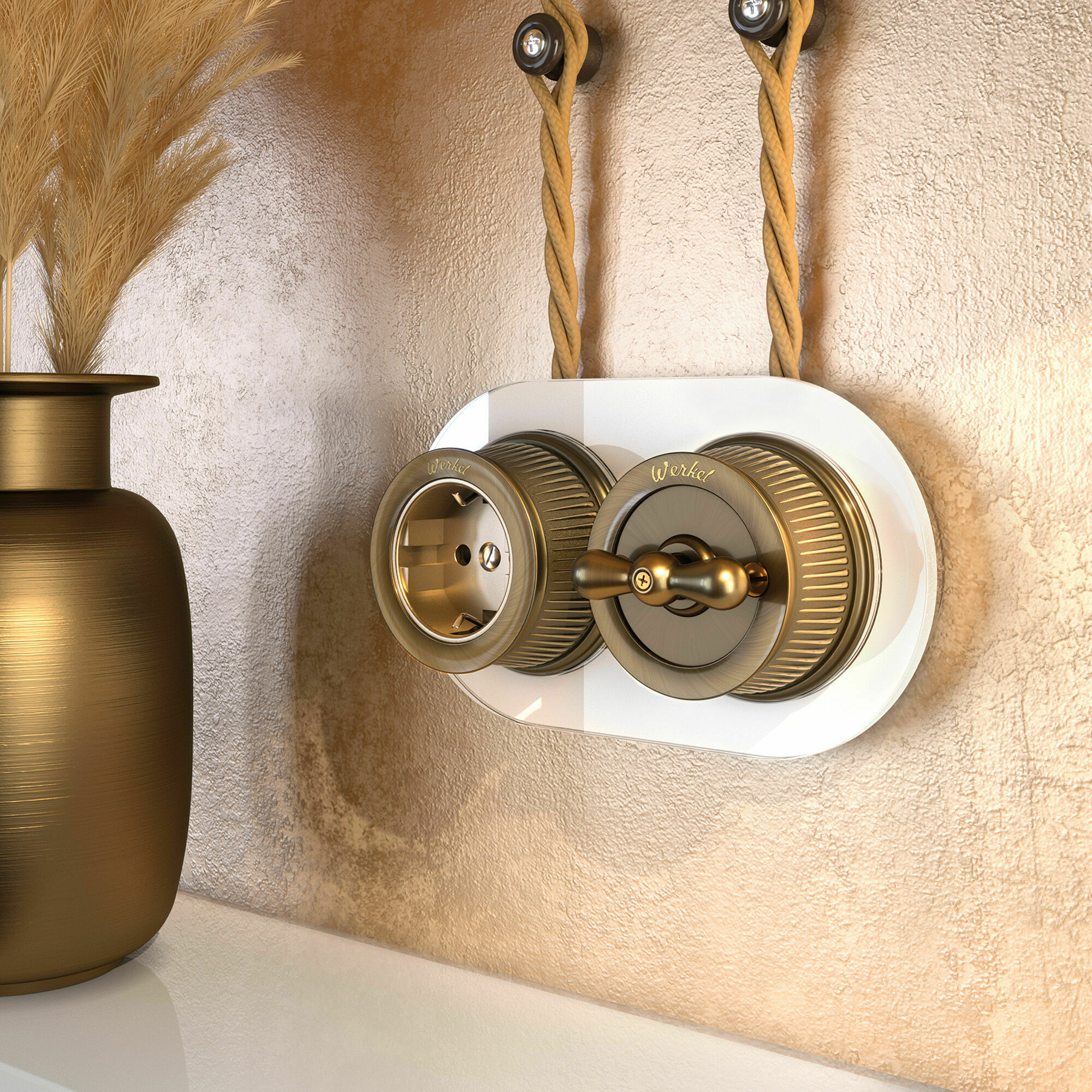 Изображение товара Рамка на 2 поста (Белый) Favorit Runda W0025101  Retro Werkel