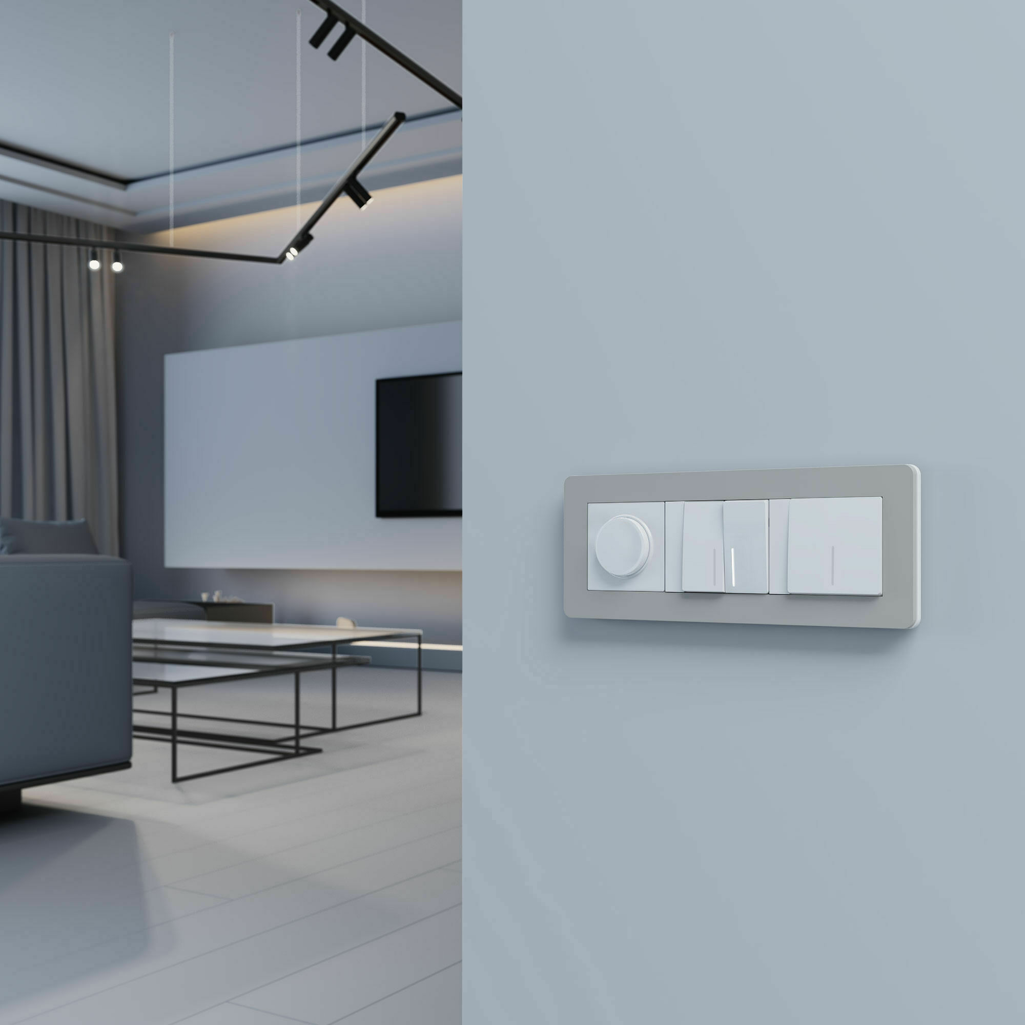 Изображение товара Рамка на 3 поста Split (дымчатый/белый, soft-touch) W0033067 Werkel