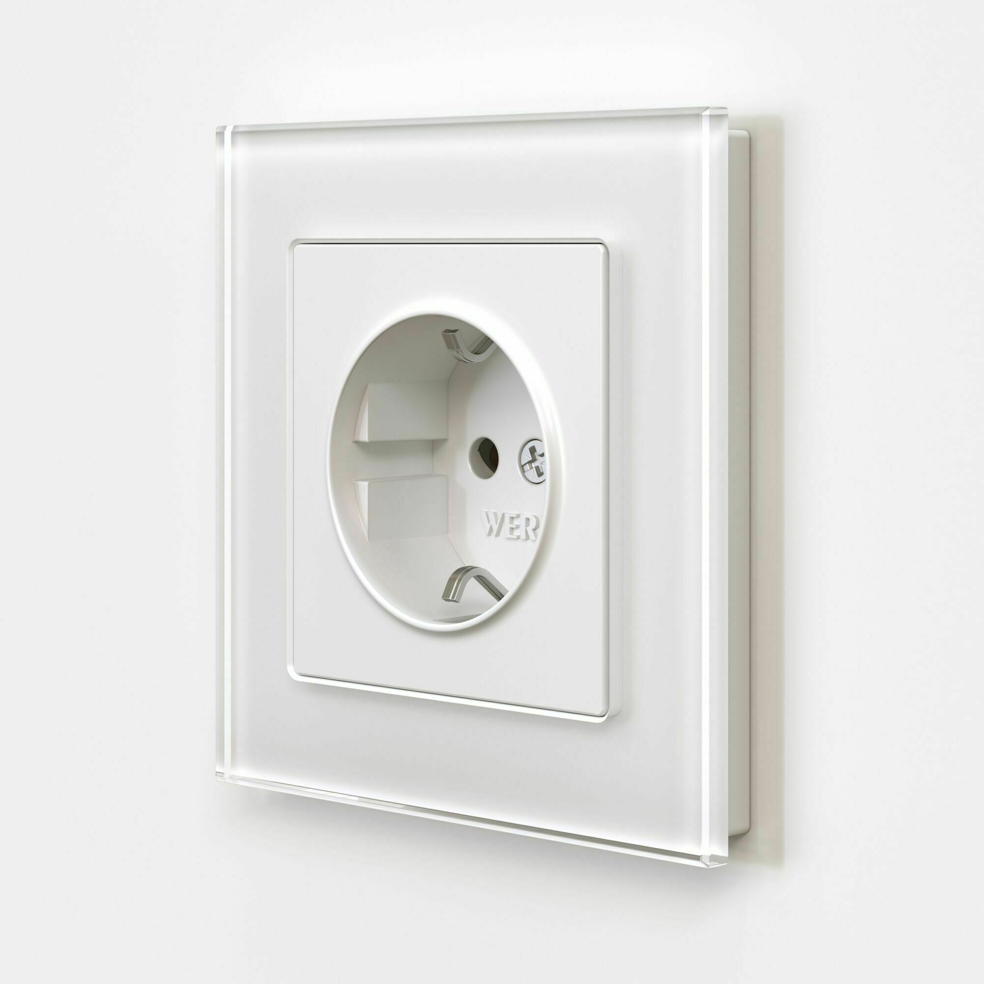 Изображение товара Розетка одинарная, с заземлением и шторками, (белый матовый) W1171161 Werkel