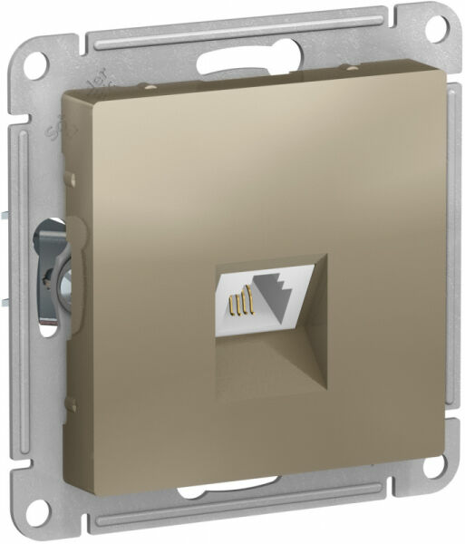 Изображение товара Розетка телефонная RJ-11, RJ11, механизм, Шампань, ATN000581 Atlas Design Schneider electric