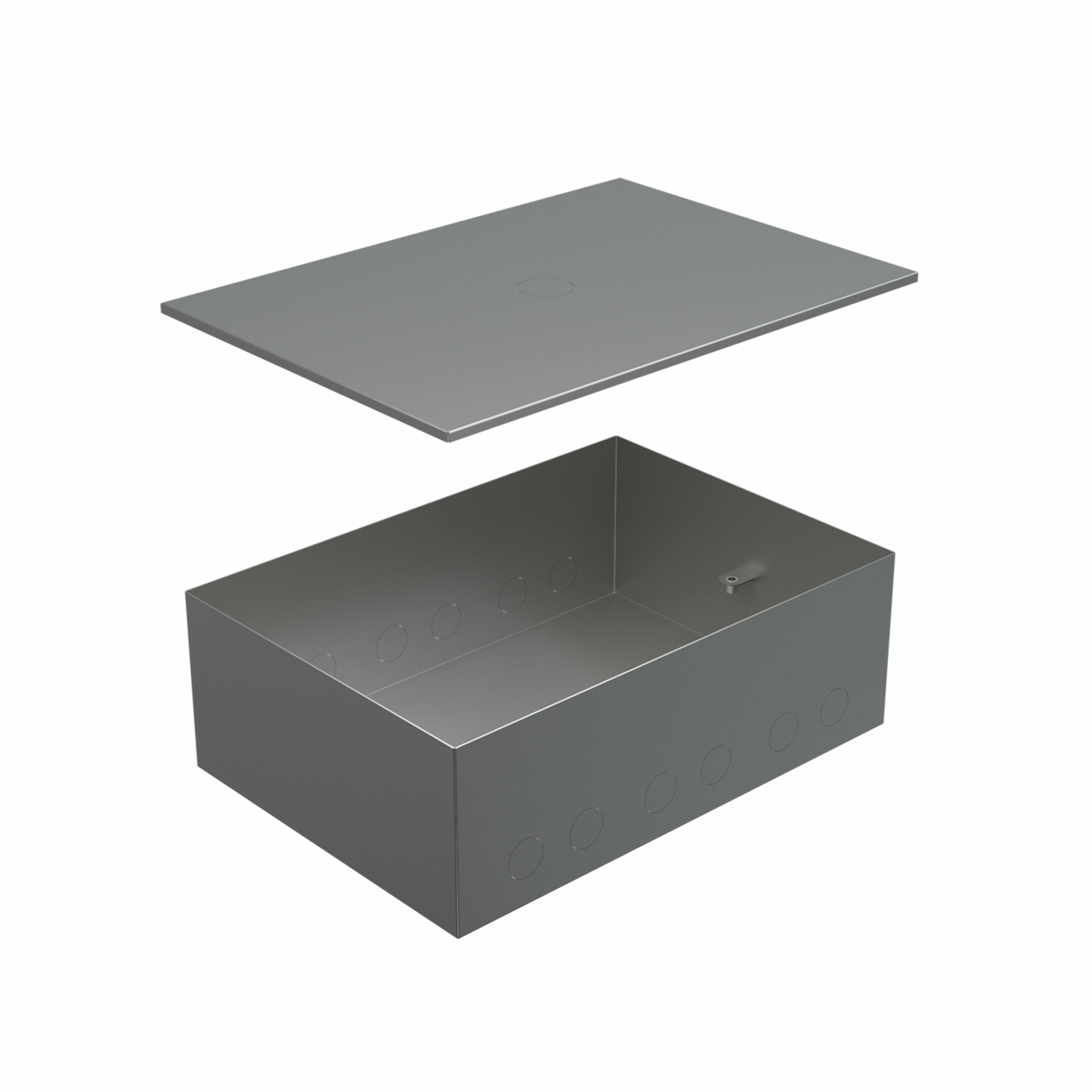 Изображение товара 70161 BOX/6-8 Металлическая коробка с крышкой для заливки в пол 249,6х167,6х75мм, для люков 70062, 70082 Ecoplast (Экопласт)