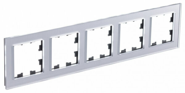 Изображение товара Рамка 5 постов, универсальная, Стекло алюминий,ATN320305 Atlas Design Nature Schneider electric