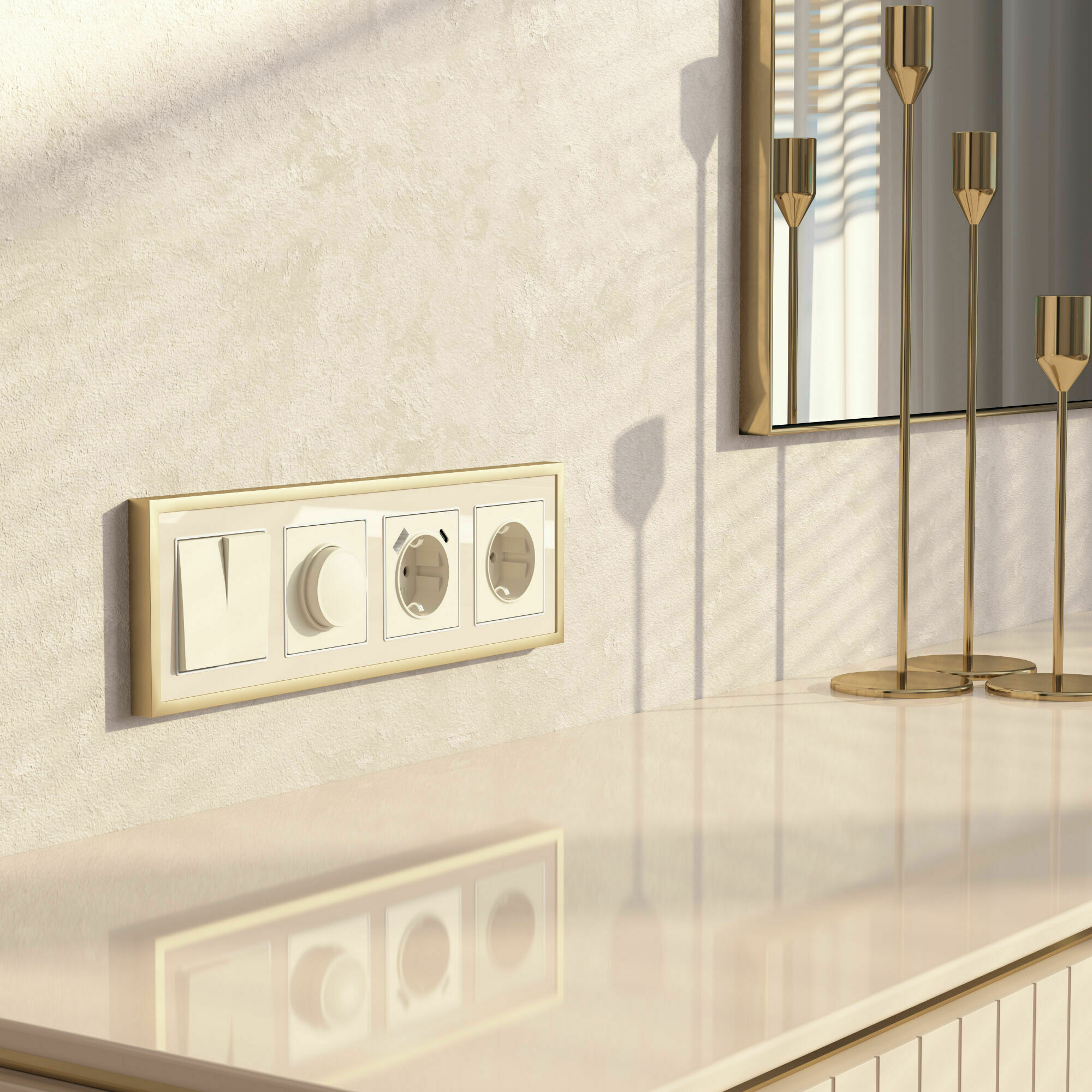 Изображение товара Рамка на 4 поста Baguette (айвори/латунь) W0042851 Werkel