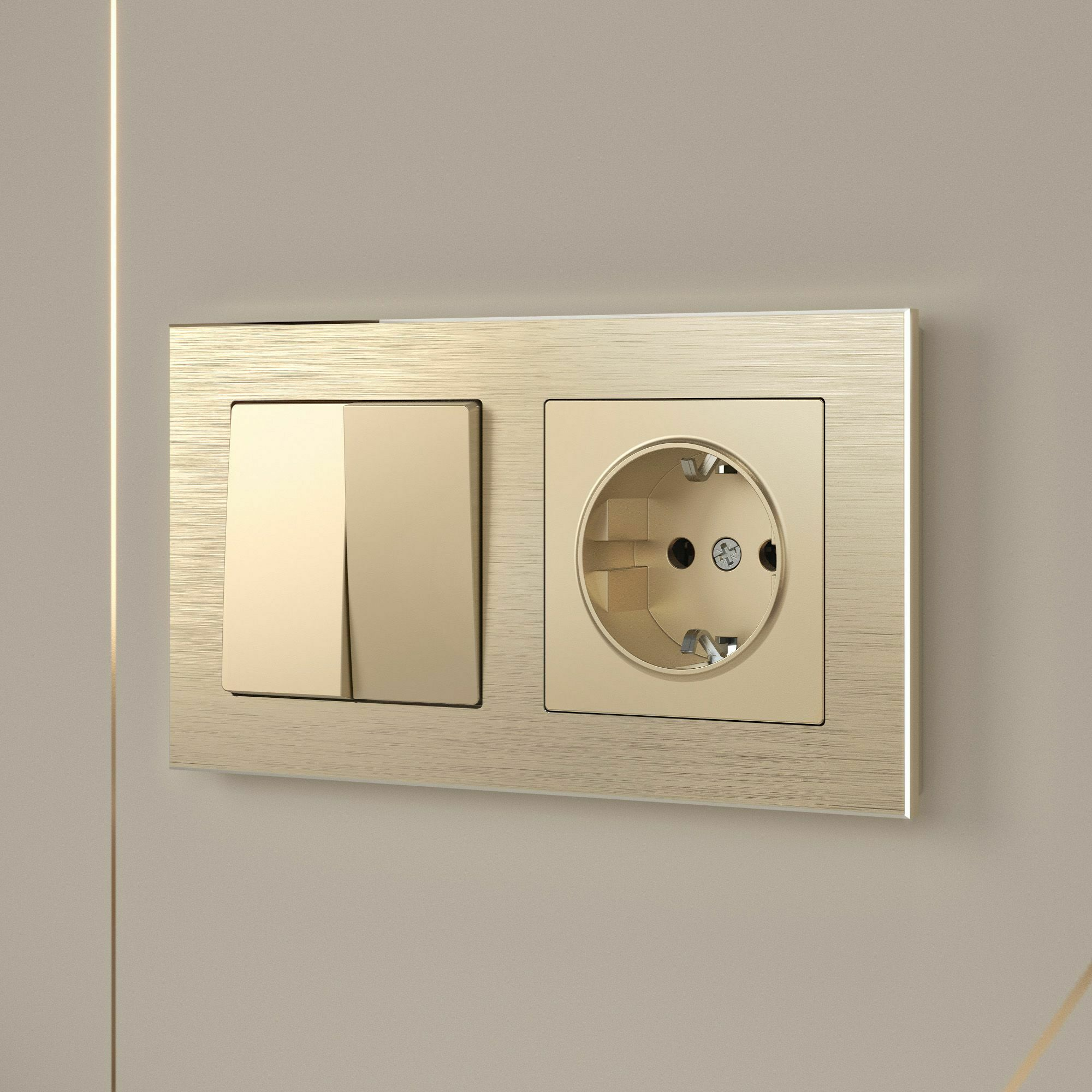 Изображение товара Выключатель  двухклавишный (шампань) W1120011 Werkel