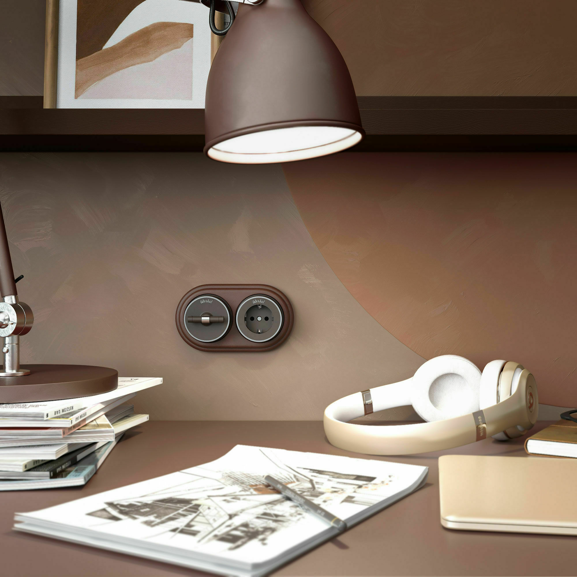 Изображение товара Розетка с заземлением (мокко матовый/хром) W5871052 Vintage Werkel