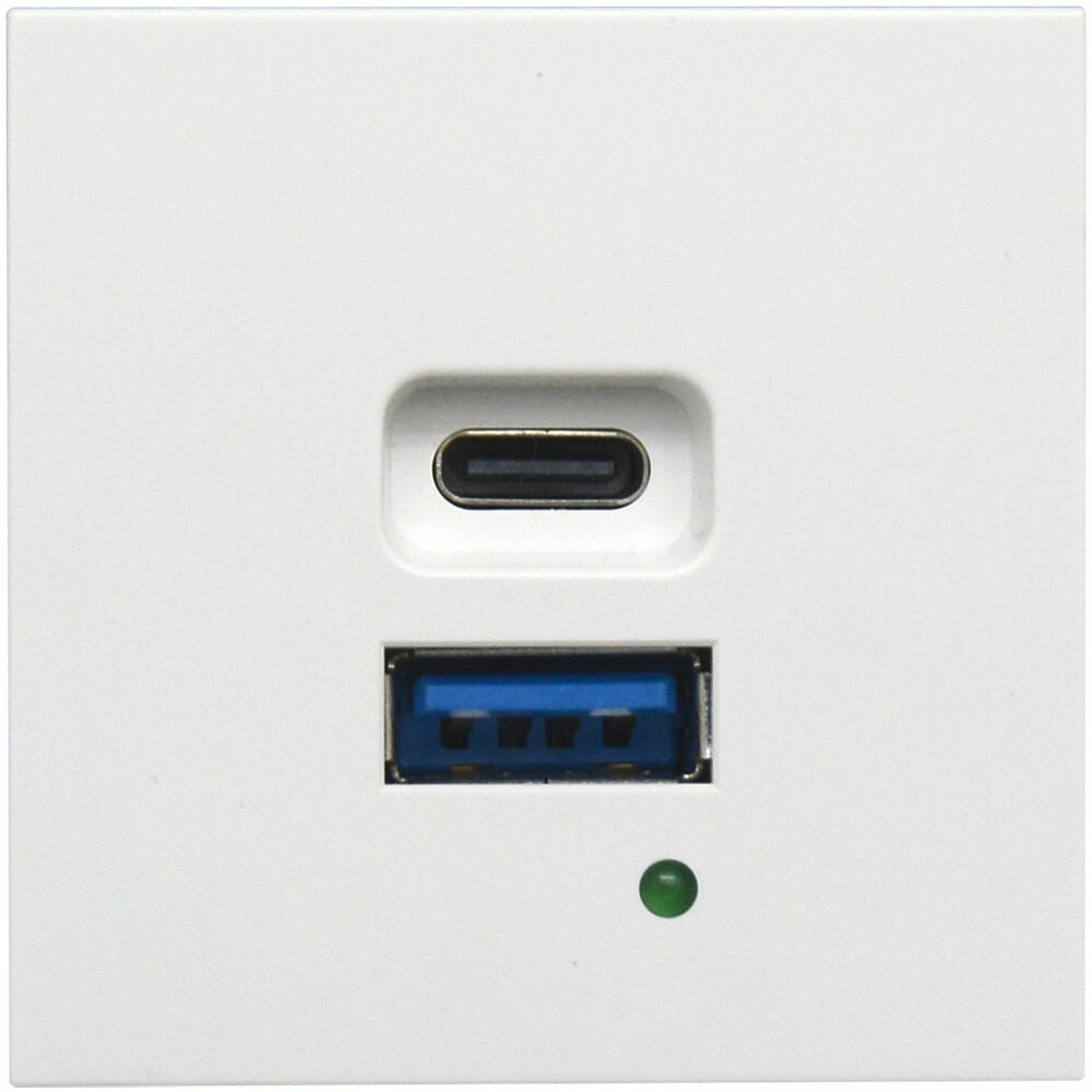 Изображение товара USB зарядное устройство, 4.2A , 65W, Type A + C, 2 мод., бел. (45х45мм) Donel
