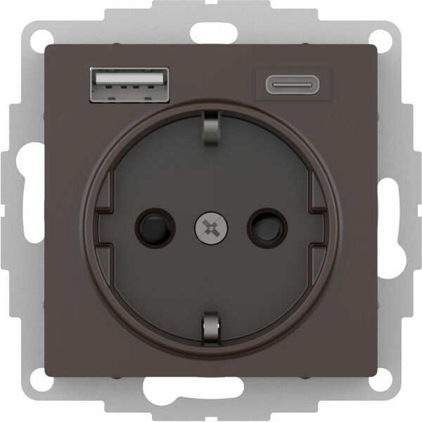 Изображение товара Розетка 16А с USB A+C (5В/2,4А/3 А, 2х5В/1,5А), мех,  Мокко, ATN000632 Atlas Design Schneider electric