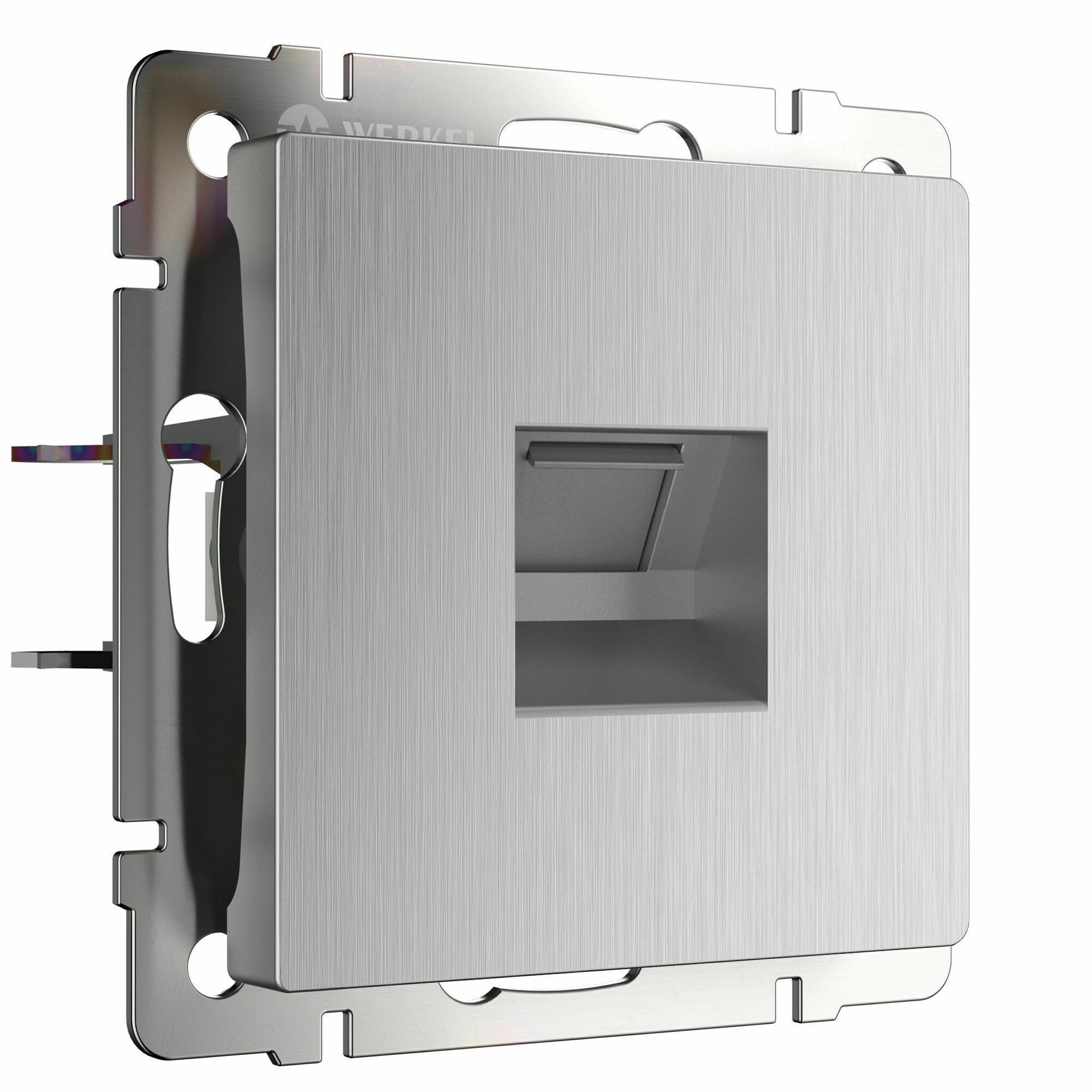 Изображение товара Розетка компьютерная, Ethernet RJ-45, cat.5e (cеребряный рифленый) W1181009 Werkel
