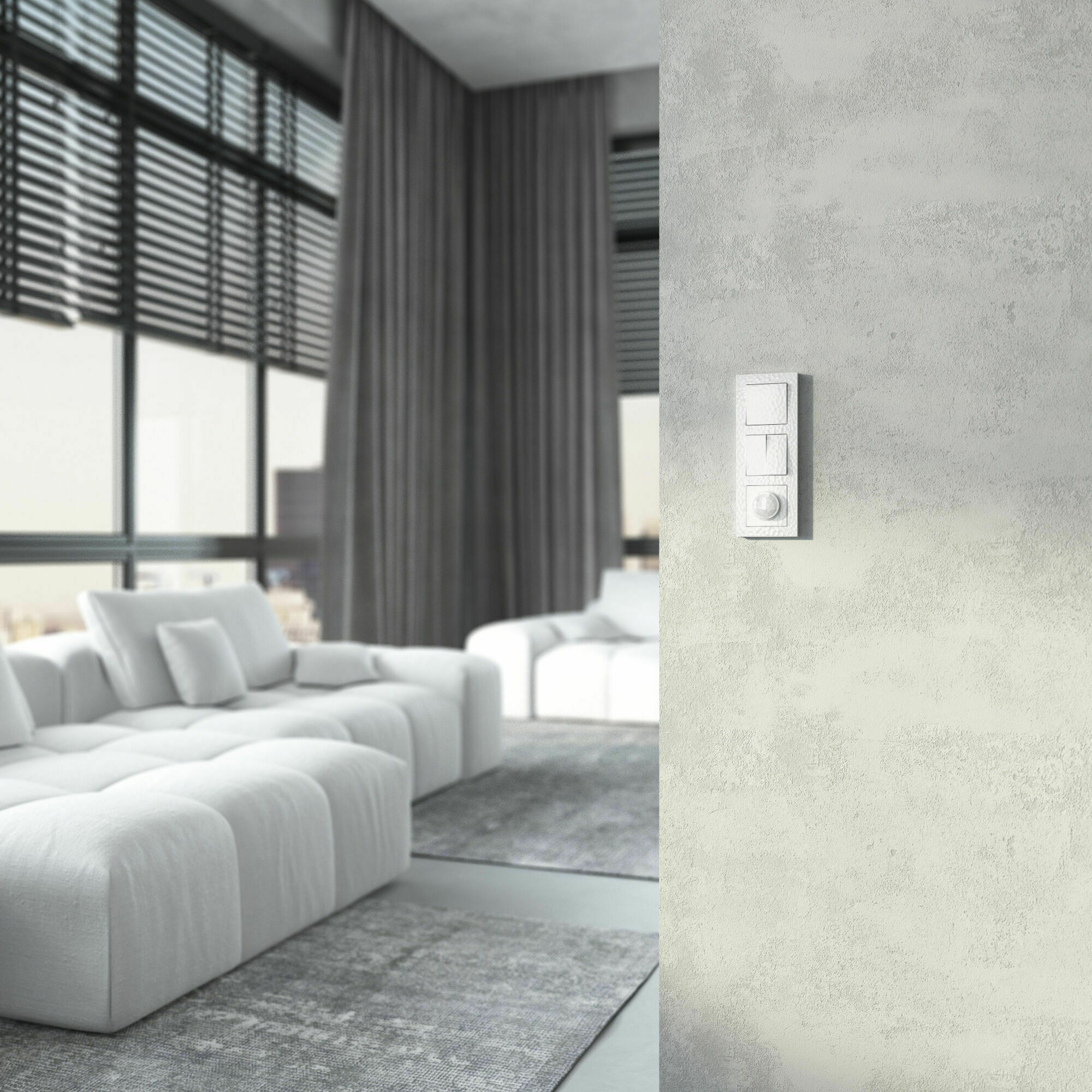 Изображение товара W1220001/ Выключатель двухклавишный (hammer белый) Werkel