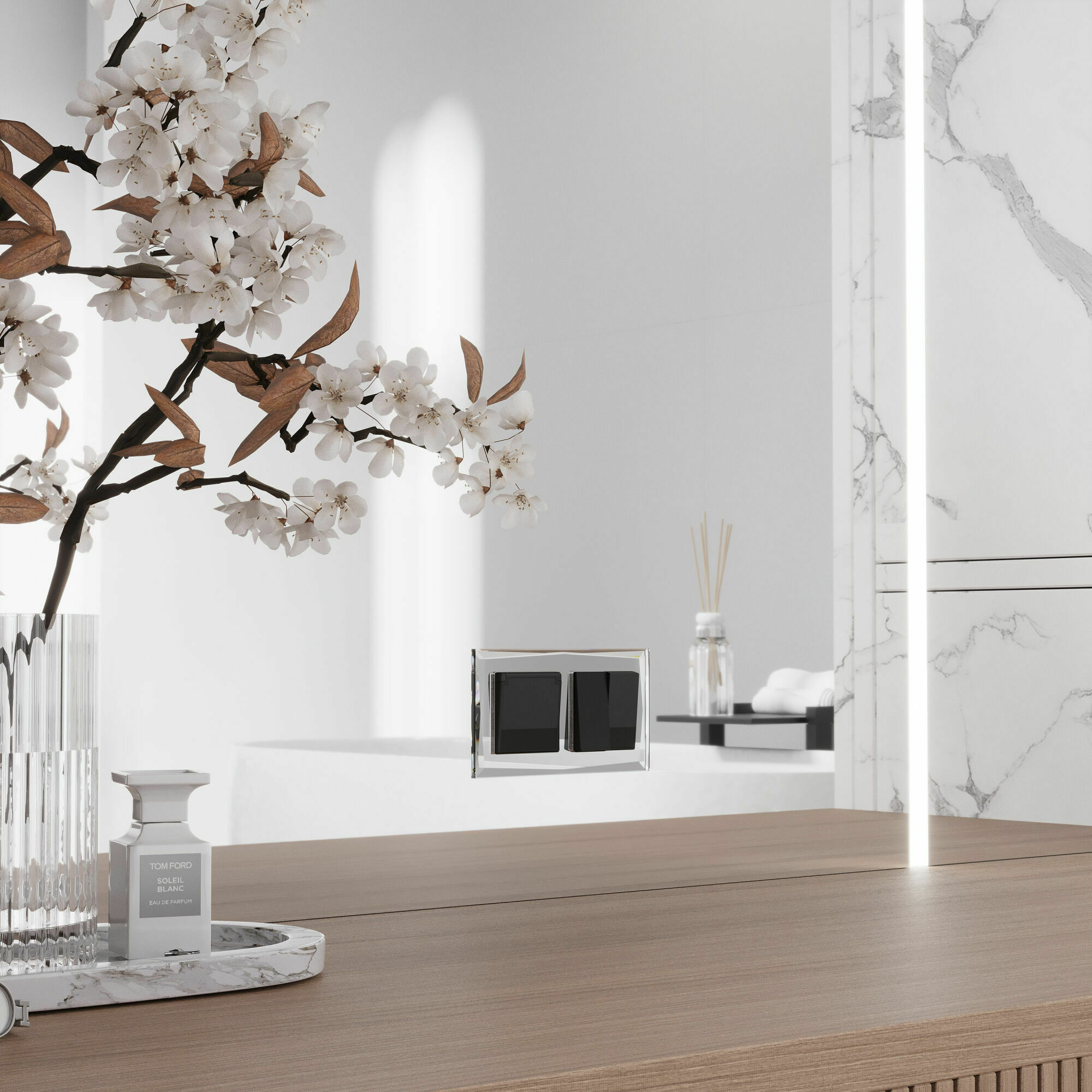 Изображение товара Перекрестный переключатель двухклавишный (чёрный акрил) W1123048