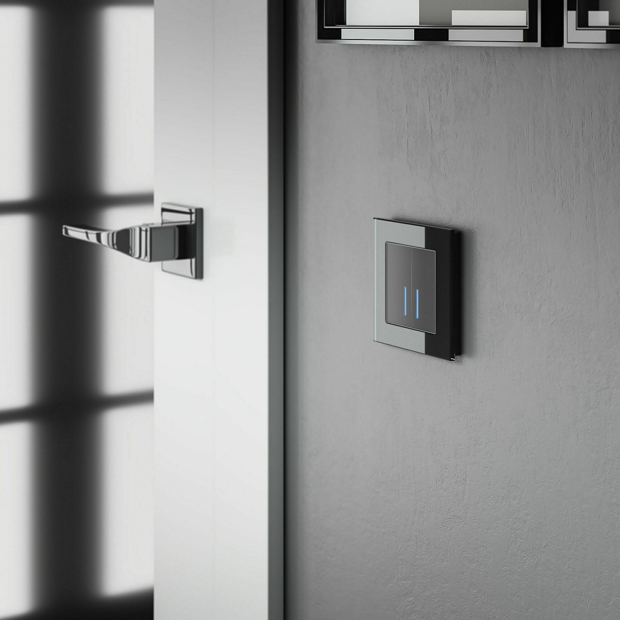 Изображение товара Сенсорный выключатель двухклавишный с подсветкой 1000 Вт (чёрный матовый) W4520008 Werkel