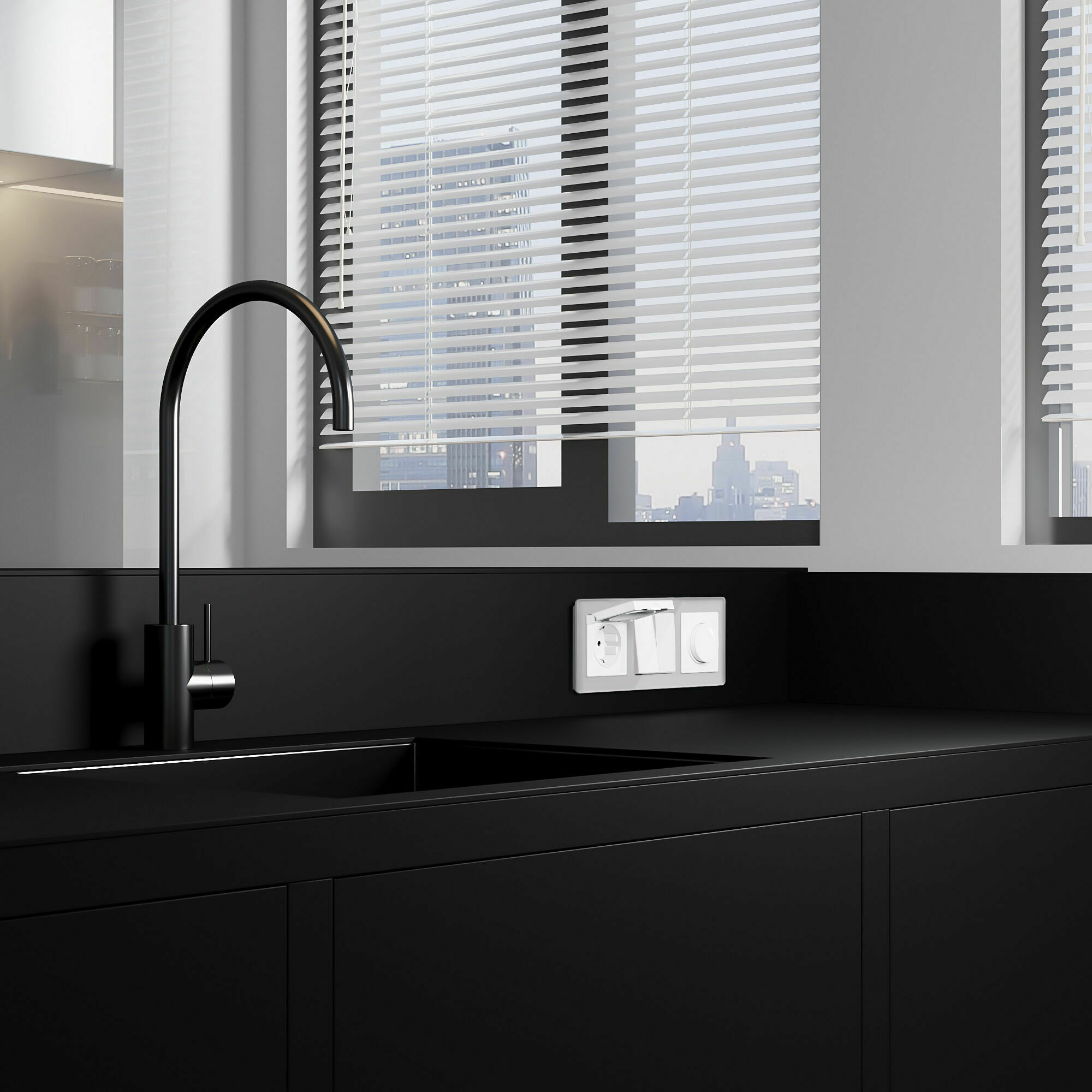 Изображение товара Розетка одинарная, с заземлением, шторками и крышкой (белый) W1171201 Werkel