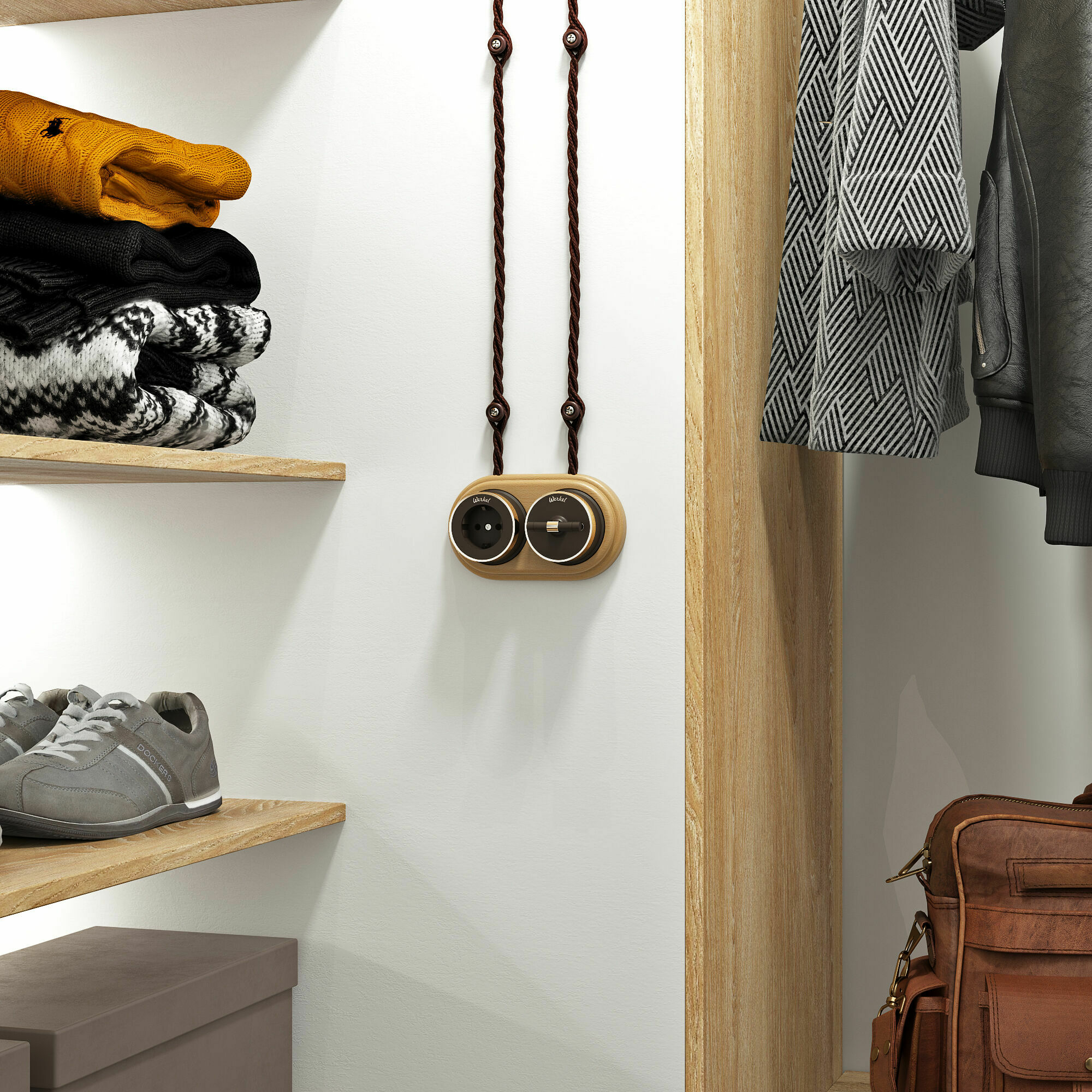 Изображение товара Выключатель на 4 положения двухклавишный (мокко матовый/хром) W5822052 Vintage Werkel