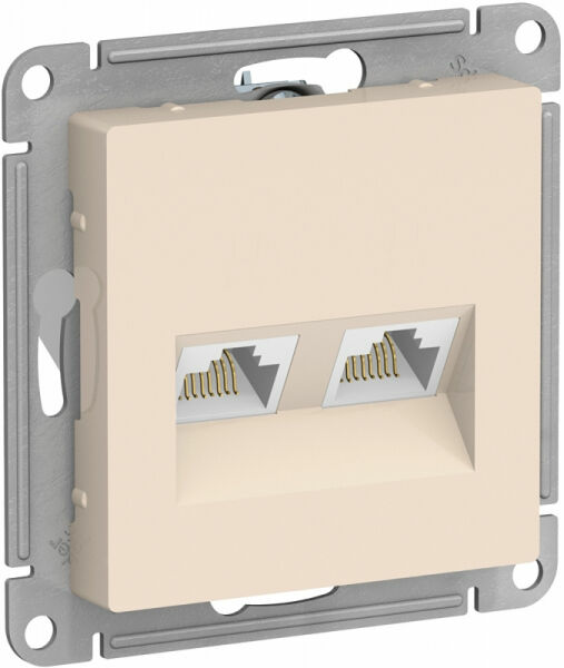 Изображение товара Розетка компьютерная, двойная RJ45+RJ45, кат.5E, механизм, Бежевый, ATN000285 Atlas Design Schneider electric