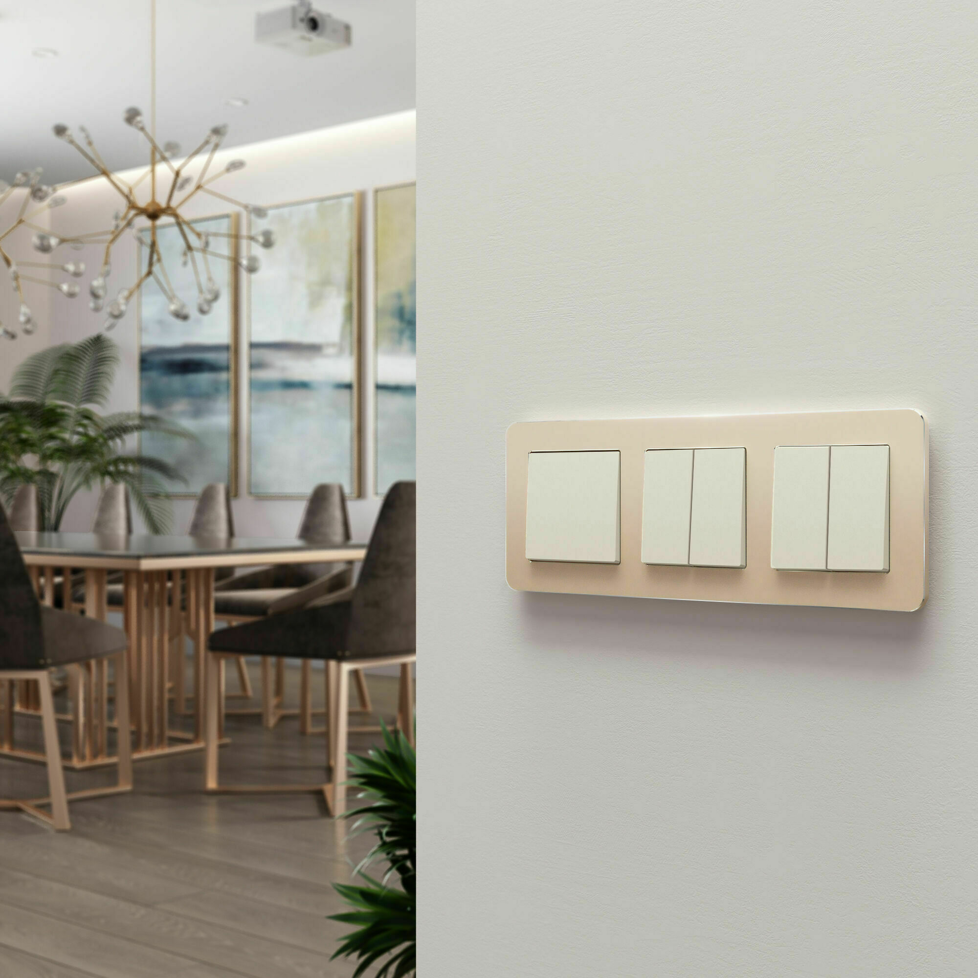 Изображение товара Выключатель двухклавишный проходной (айвори матовый) W1122062 Werkel