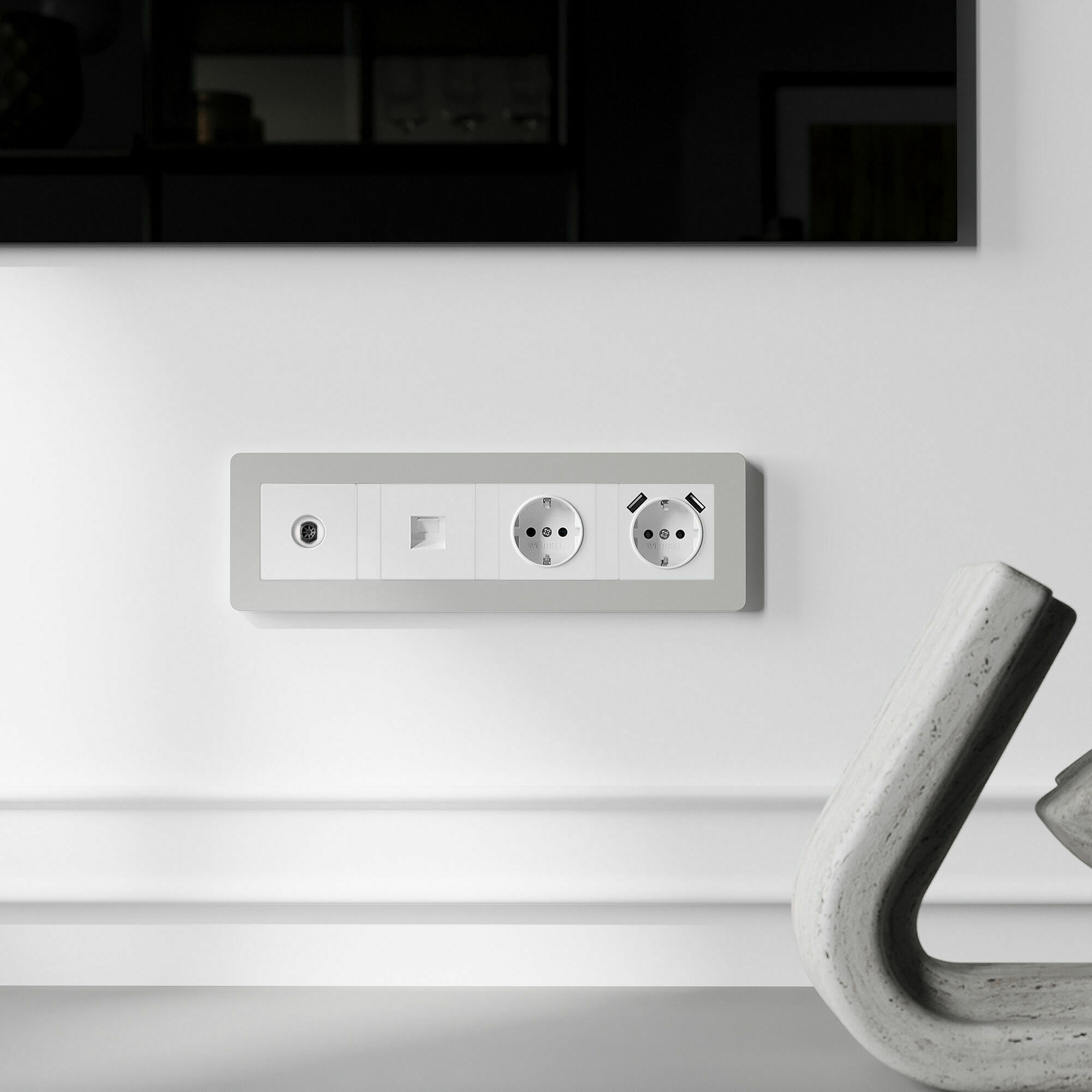 Изображение товара Рамка на 4 поста Split (дымчатый/белый, soft-touch) W0043067 Werkel