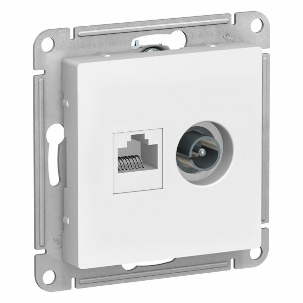 Изображение товара Розетка компьютерная RJ45, двойная +ТВ, кат. 5Е, Белый, ATN000189 Atlas Design Schneider electric