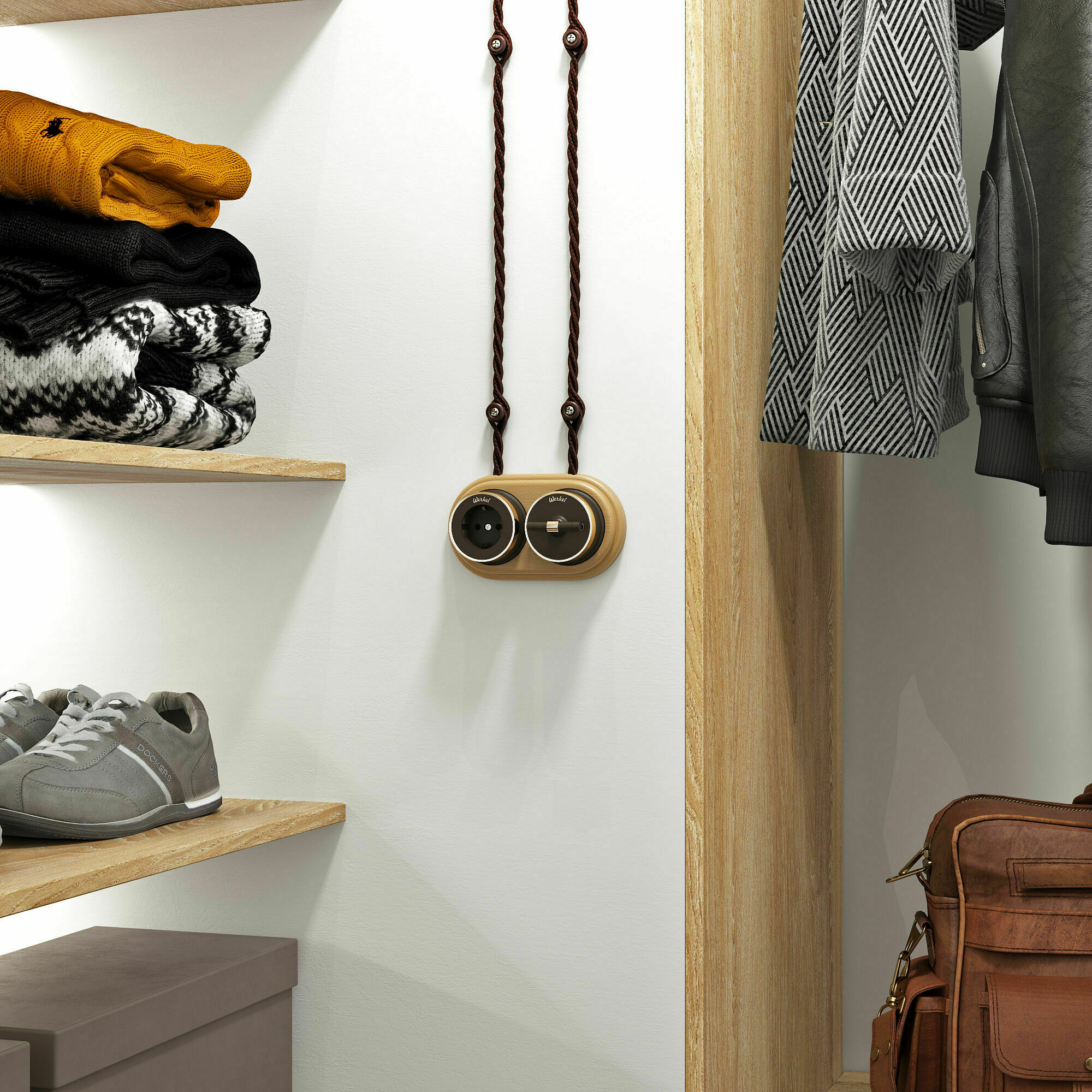 Изображение товара Переключатель/выключатель одноклавишный (мокко матовый/хром) W5812052 Vintage Werkel