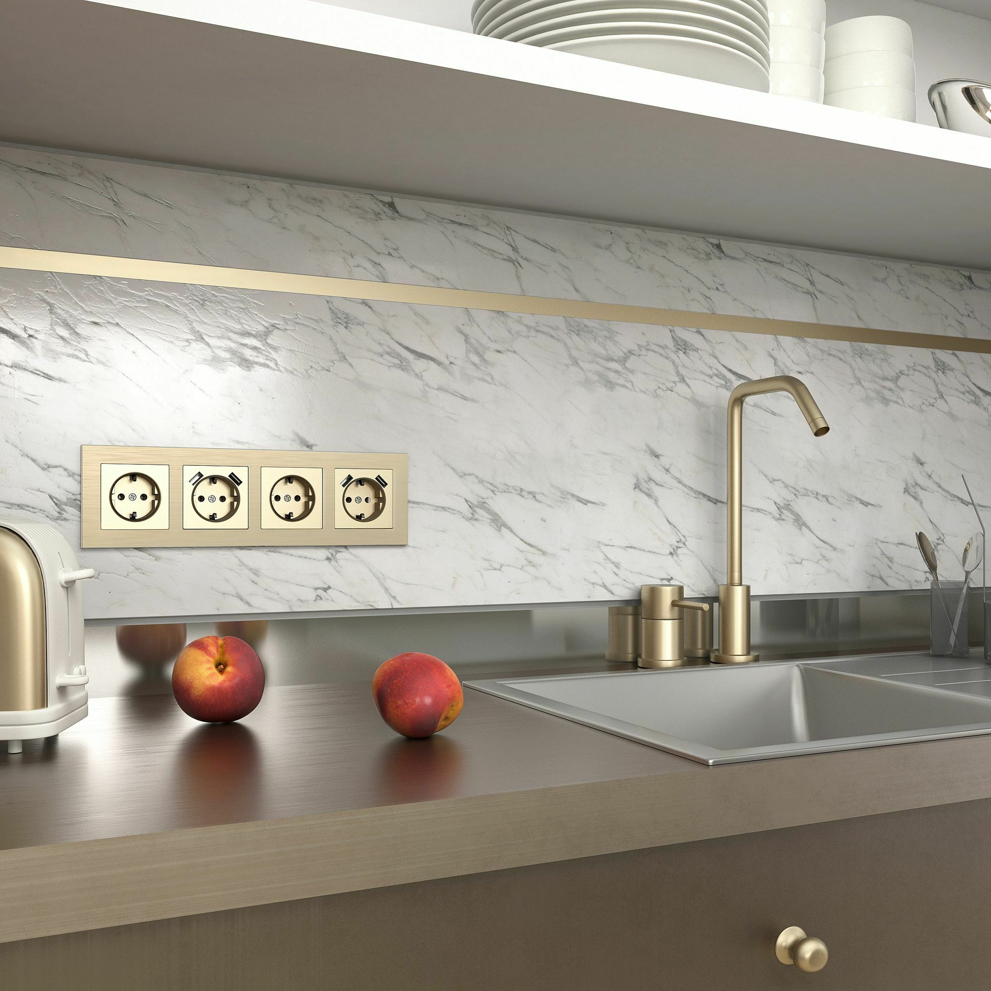 Изображение товара Рамка на 4 поста Aluminium (шампань) W0041711 Werkel