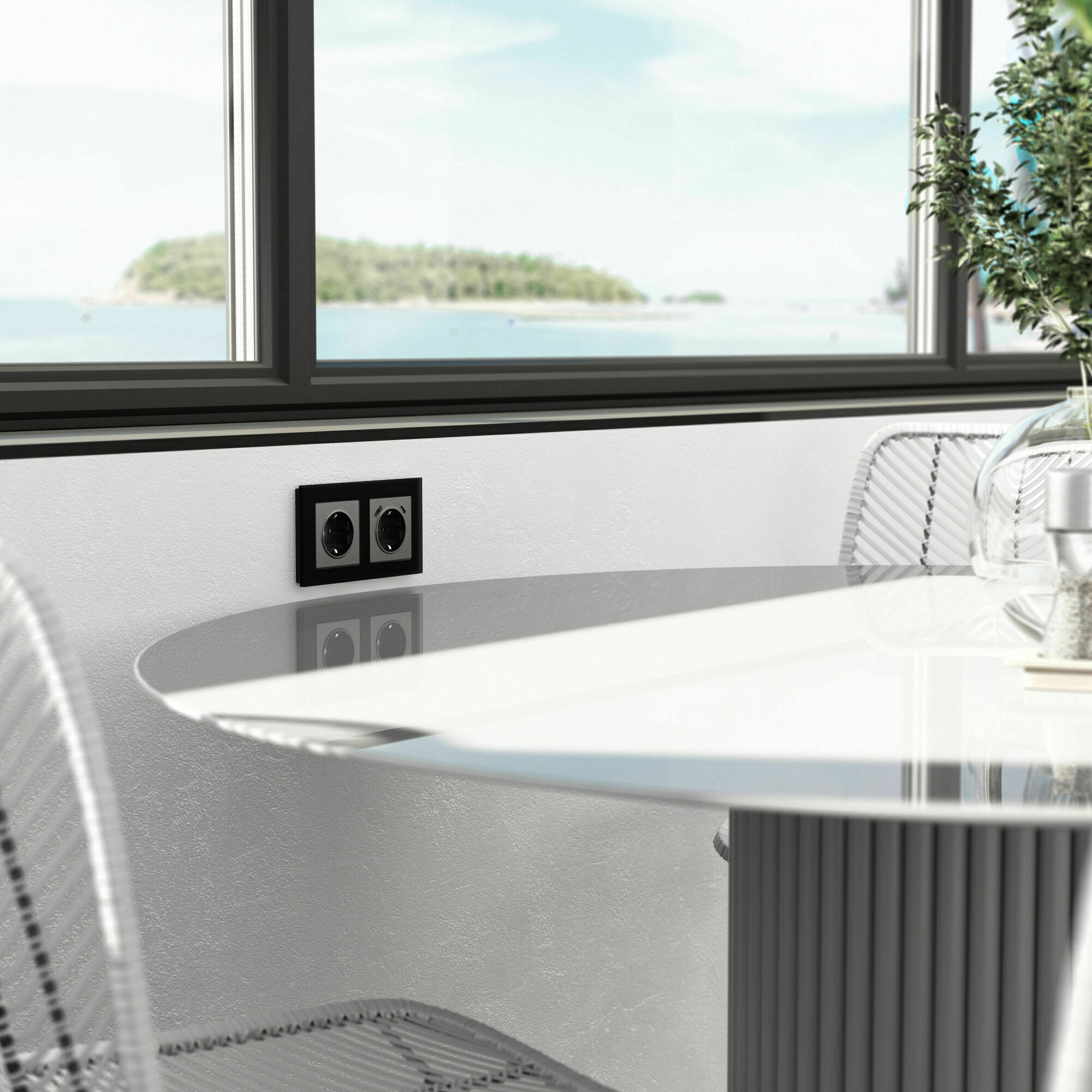 Изображение товара Рамка на 2 поста Senso (чёрный, стекло soft-touch) W0023108 Werkel