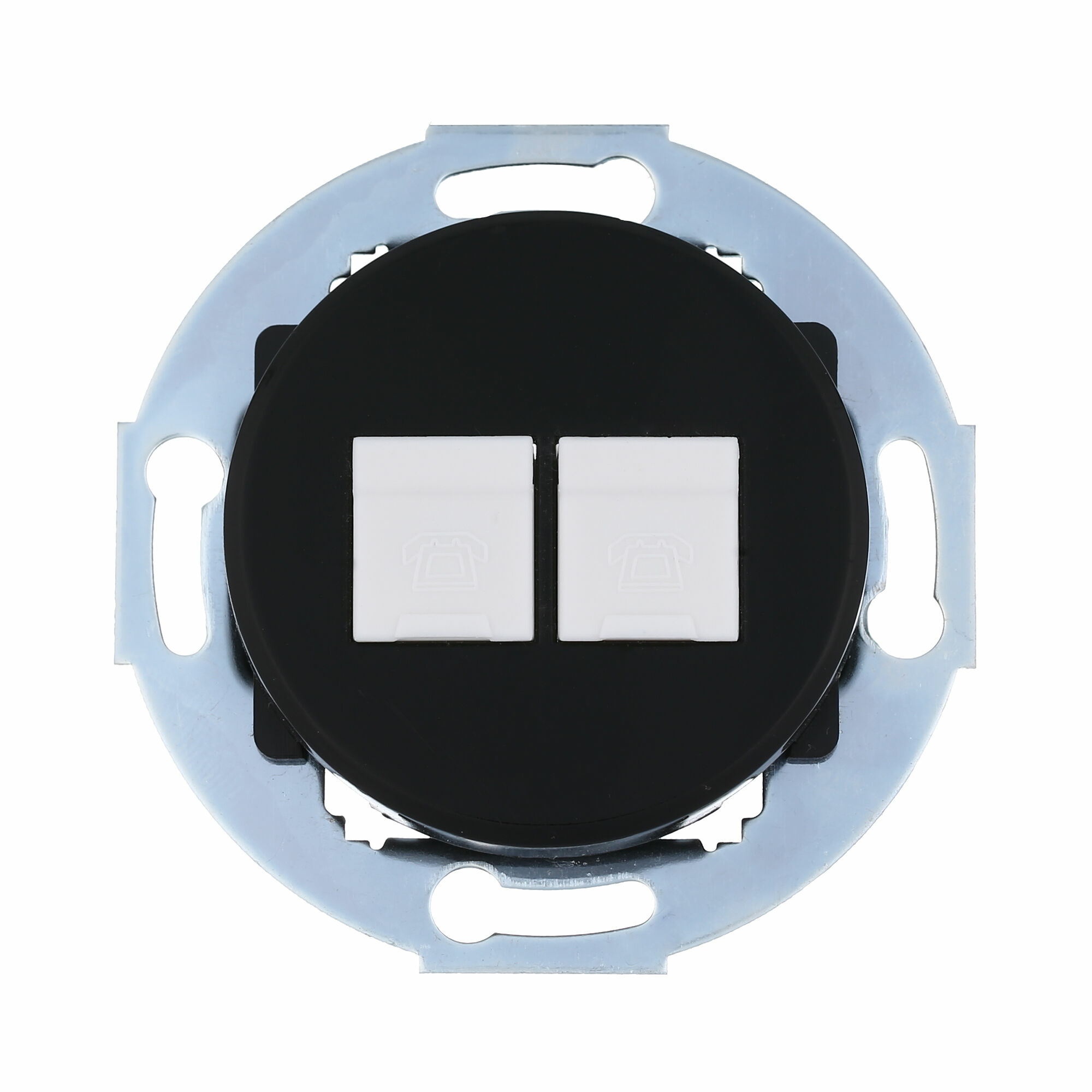 Изображение товара Розетка телефонная RJ-11, 2хRJ-12 с накладкой (чёрный) Vintage , 885908-1 LK Studio