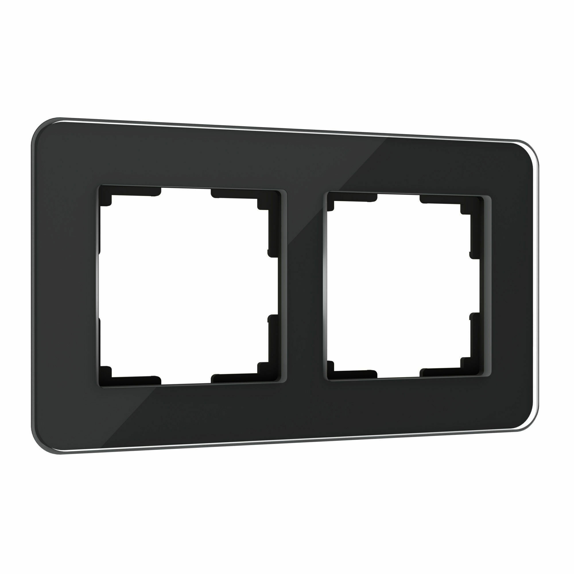 Изображение товара Рамка на 2 поста Elite (чёрный, стекло) W0022448 Werkel