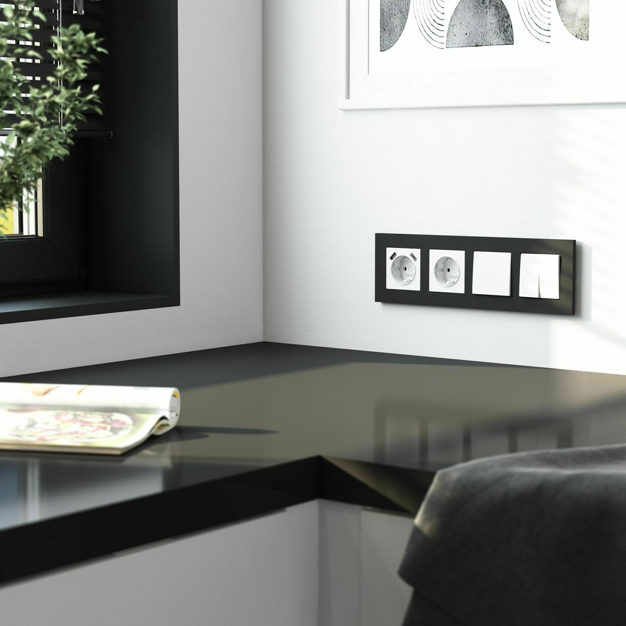 Изображение товара Рамка на 4 поста Slab (чёрный софт) W0042908 Werkel