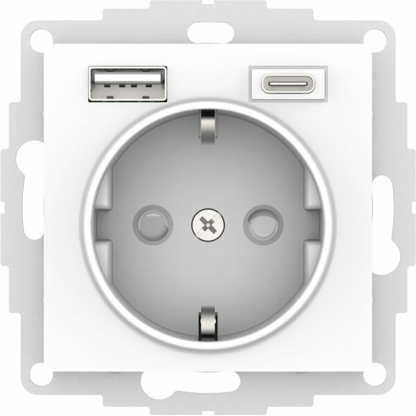 Изображение товара Розетка 16А с USB A+C (5В/2,4А/3 А, 2х5В/1,5А), мех, Белый, ATN000132 Atlas Design Schneider electric