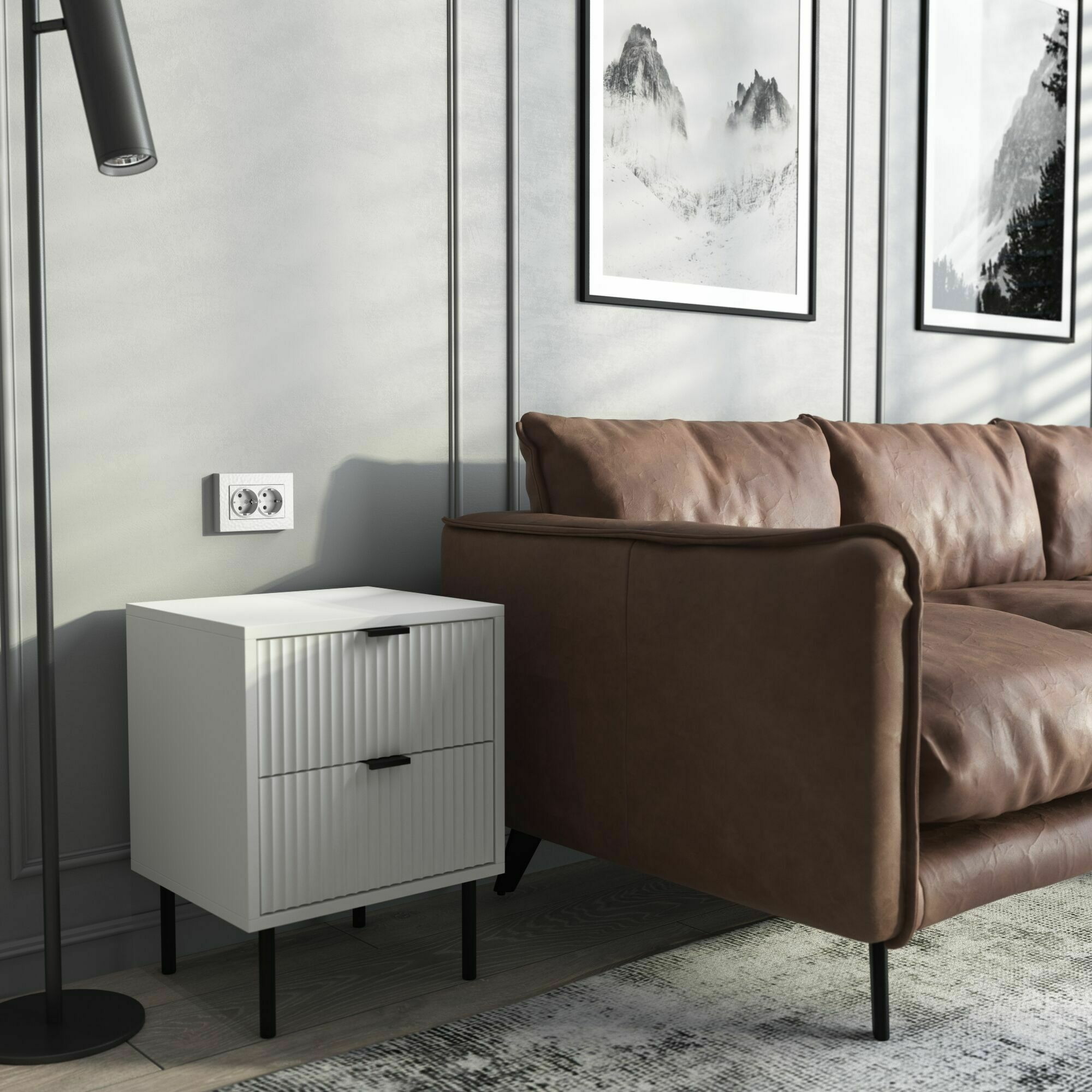 Изображение товара Розетка двойная, с заземлением, без шторок, винтовой зажим, 16А, (hammer белый) W1272001 Werkel