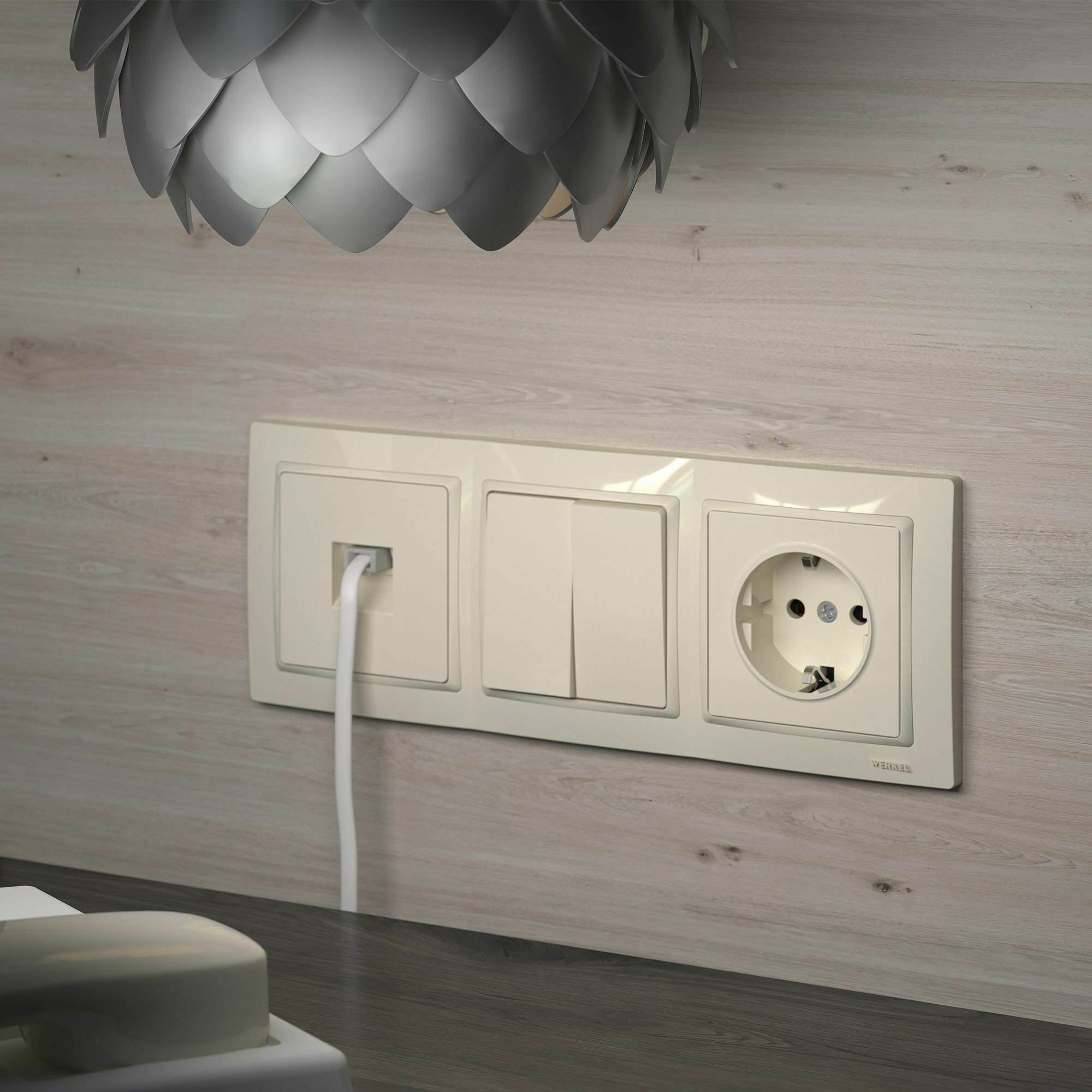 Изображение товара Выключатель двухклавишный (слоновая кость) W1120003 Werkel