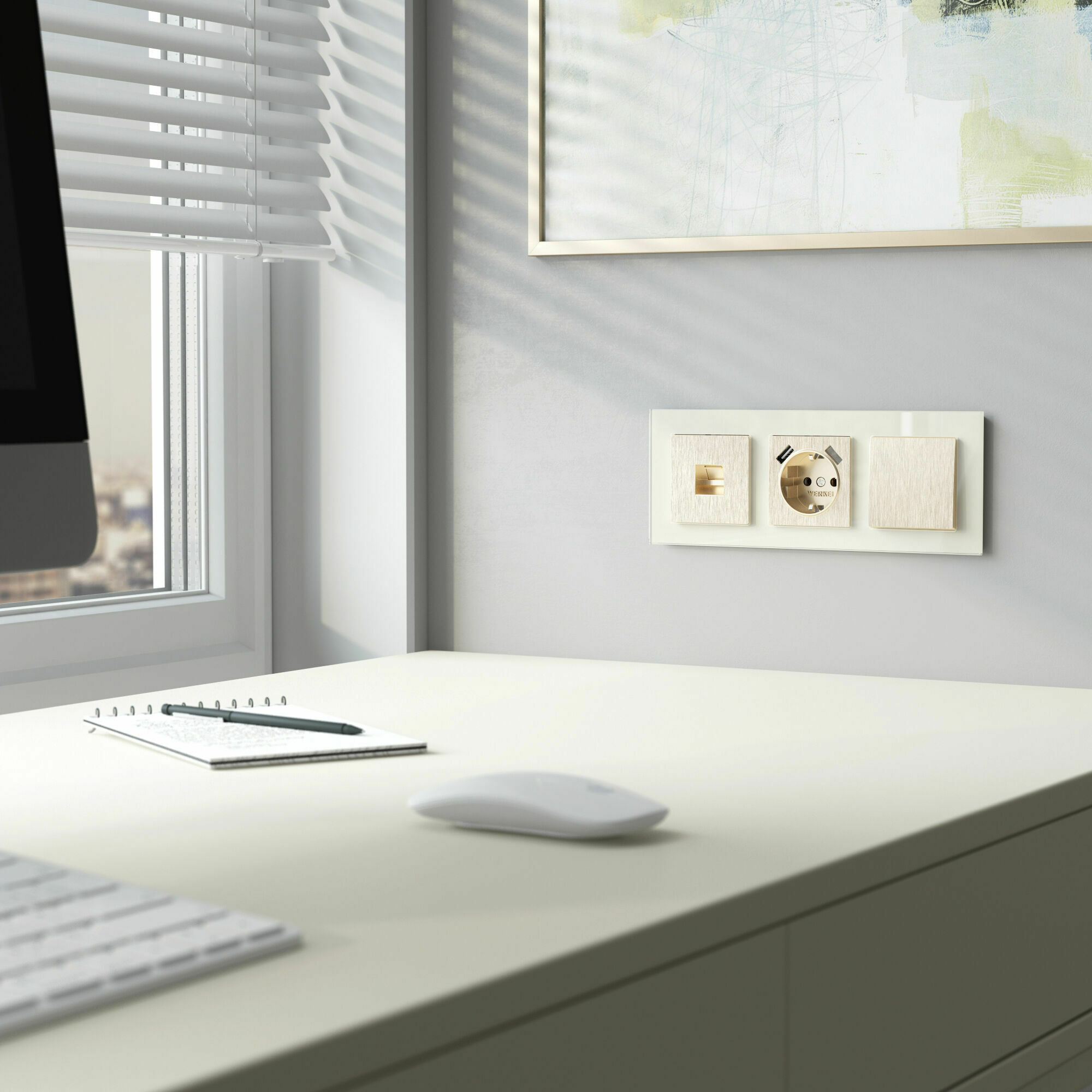 Изображение товара Перекрестный переключатель одноклавишный (шампань рифленый) W9910010 Werkel