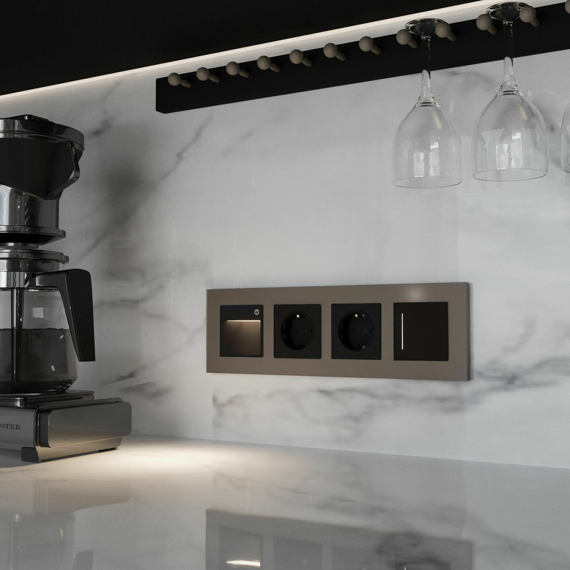 Изображение товара Рамка на 4 поста Slab (бронза софт) W0042963 Werkel