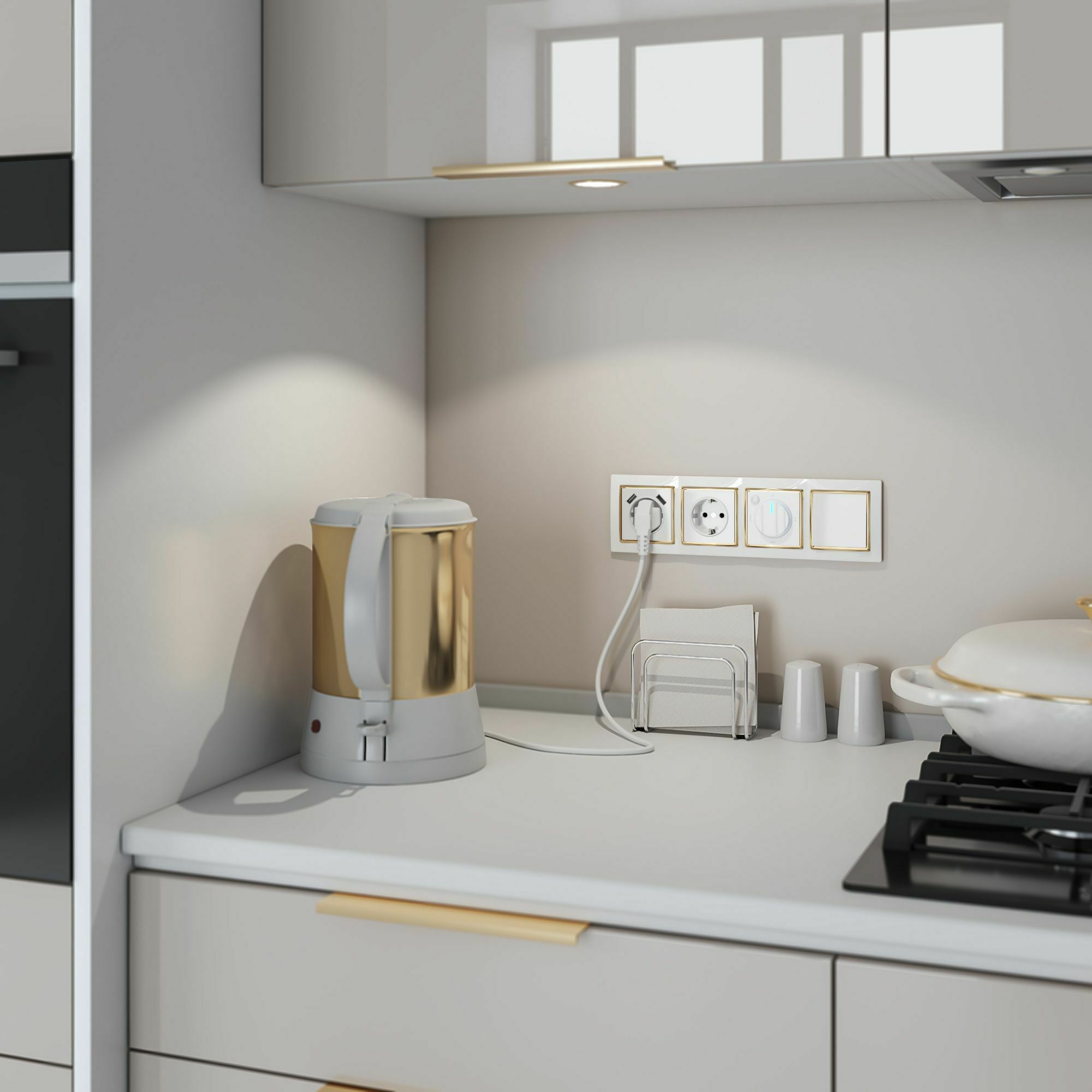 Изображение товара W0041933/ Рамка на 4 поста Snabb (белый/золото) Werkel