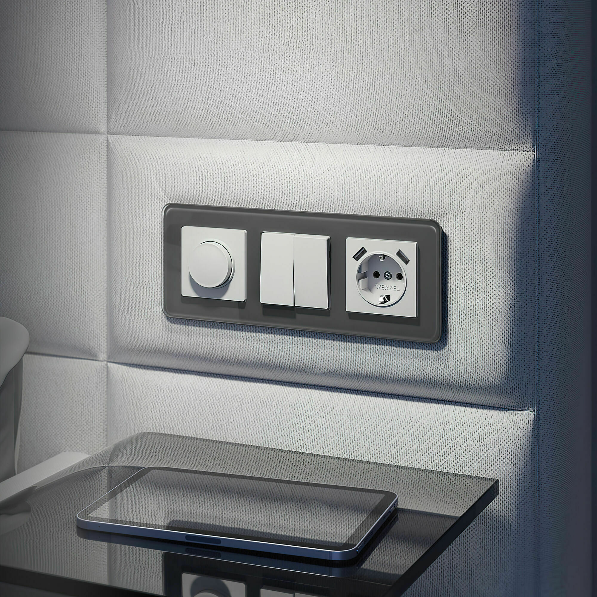 Изображение товара Розетка с заземлением, шторками и USBх2 (белый матовый) W1171561 Werkel