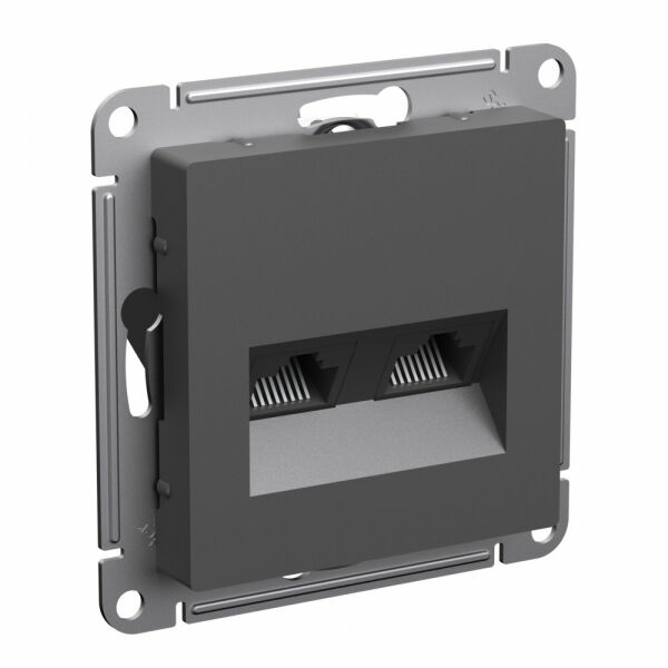 Изображение товара Розетка компьютерная, двойная RJ45+RJ45, кат.5Е, механизм, Базальт, ATN001485 Atlas Design Nature Schneider electric