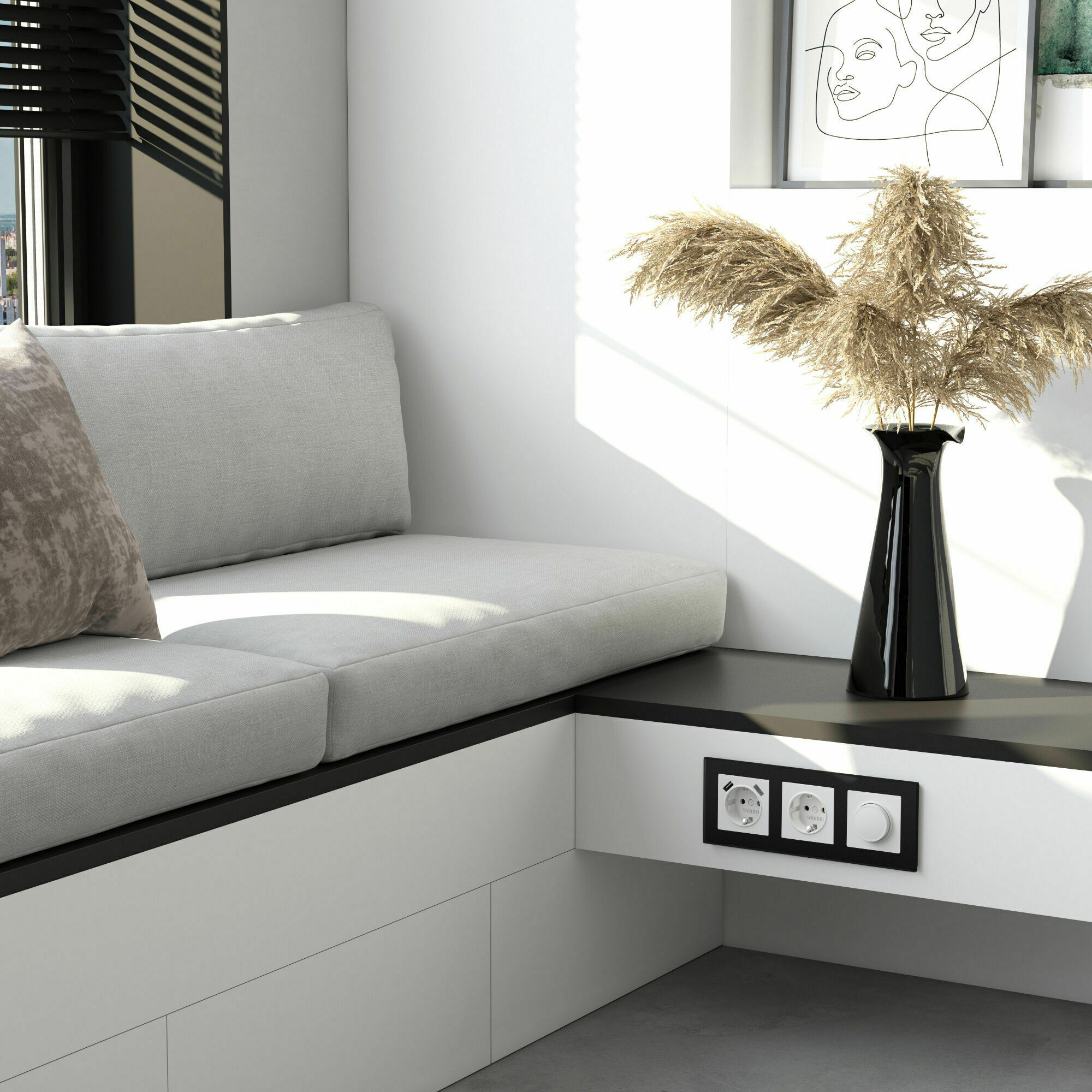 Изображение товара Рамка на 3 поста Senso (чёрный, стекло soft-touch) W0033108 Werkel